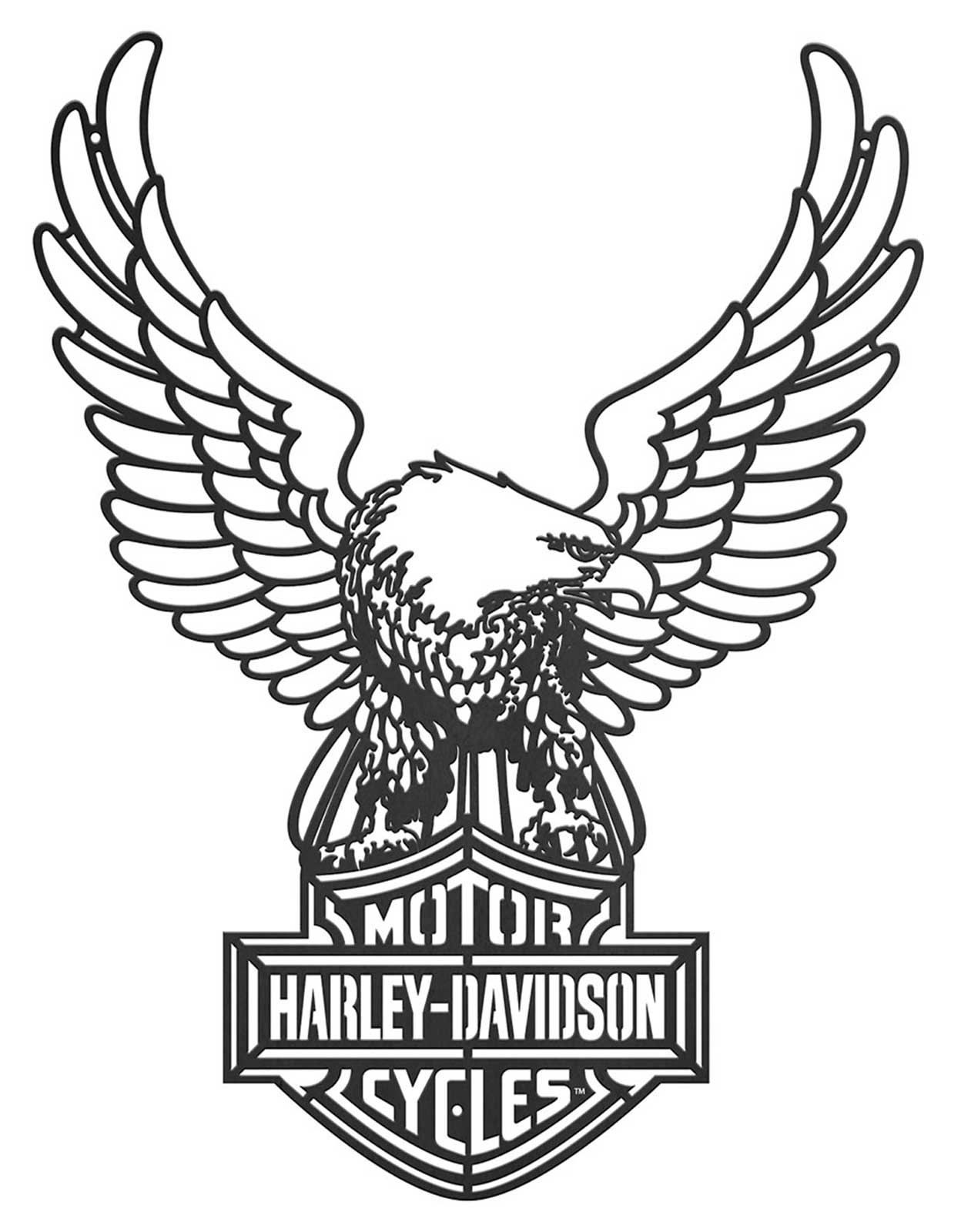 Harley Davidson® Bar And Shield Logo Eagle Outdoor Metal Wall Art Solid Black Wisconsin Harley 