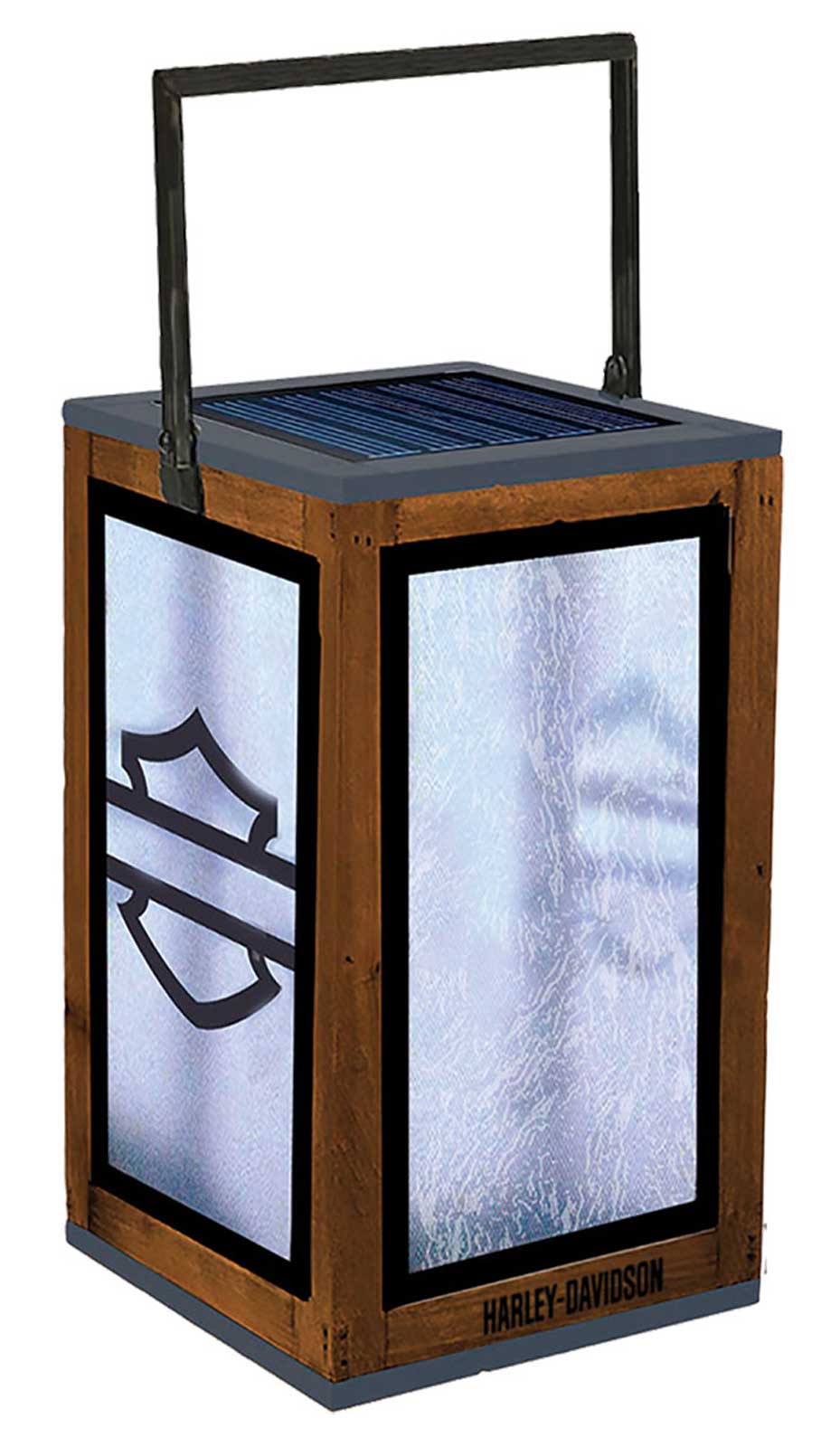 Harley-Davidson Rechargeable Solar Lantern, Frosted Silhouette Bar & Shield Logo - Wisconsin Harley-Davidson