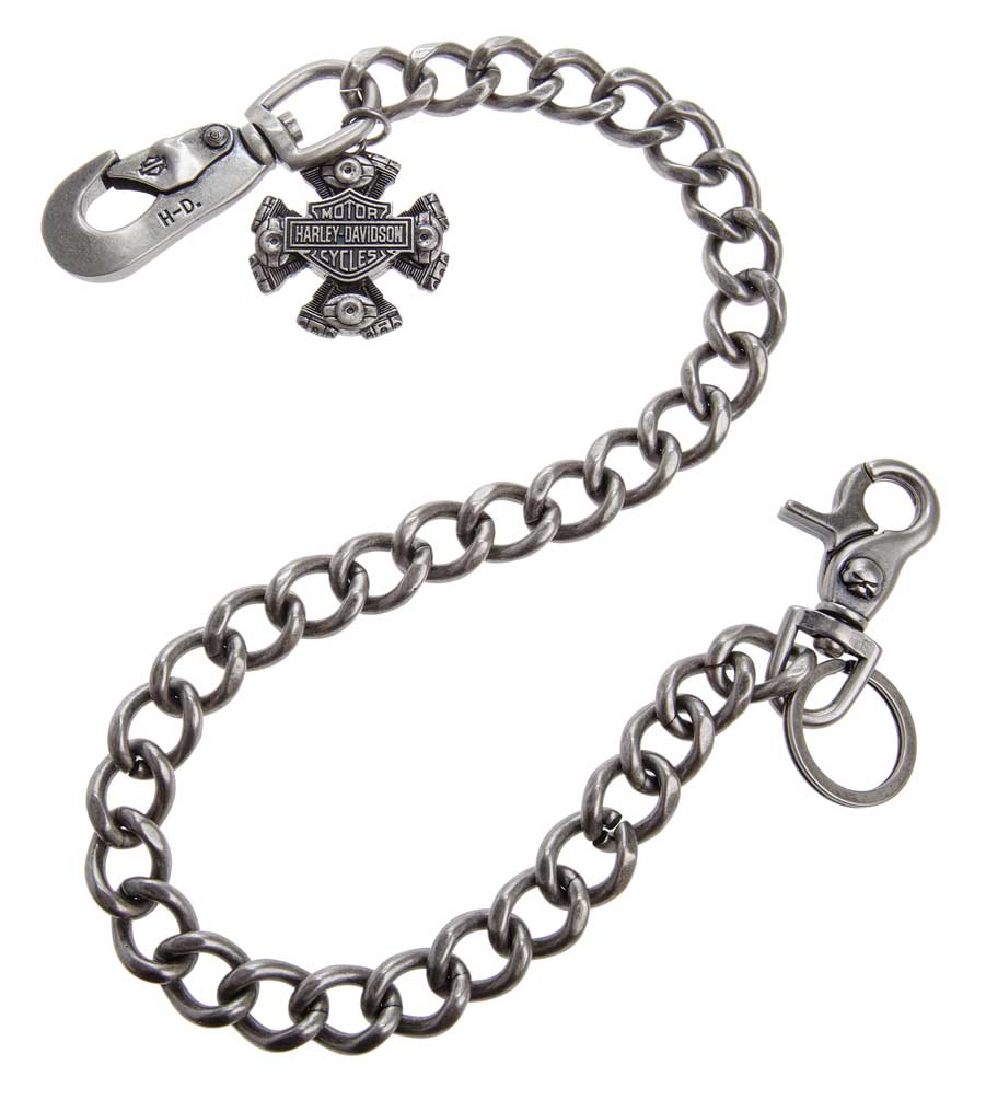 Harley-Davidson Men's Evolution B&S 24 inch Wallet Chain, Antique Nickel Finish - Wisconsin Harley-Davidson