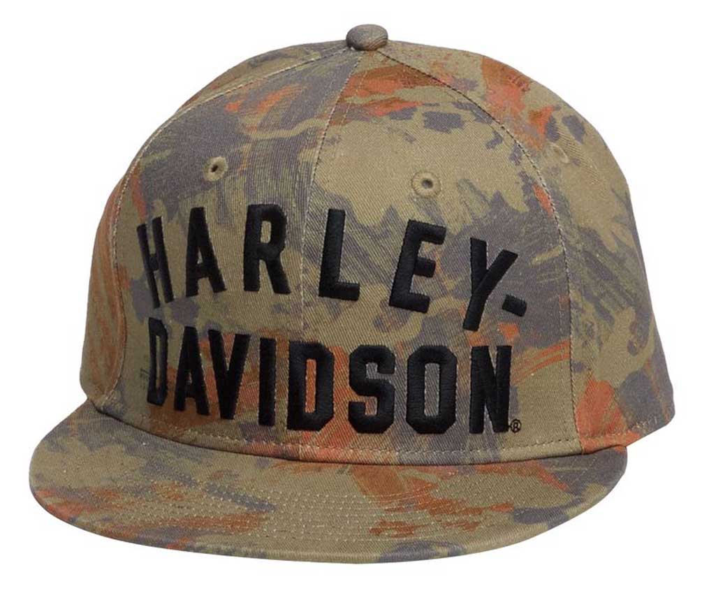 Harley-Davidson Men's Oil Camo Print Fitted Baseball Cap - Green 97649-22VM - Wisconsin Harley-Davidson