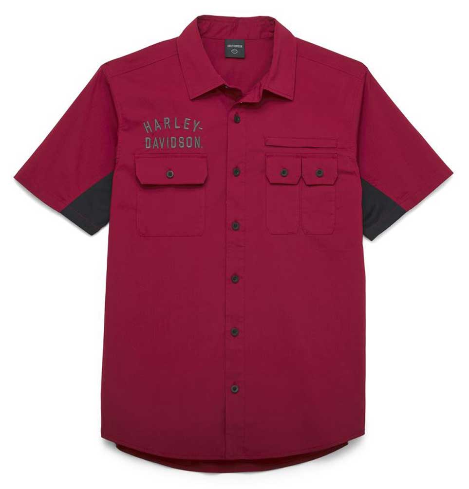 Harley-Davidson Men's Traveler Performance Short Sleeve Woven Shirt 96578-22VM - Wisconsin Harley-Davidson