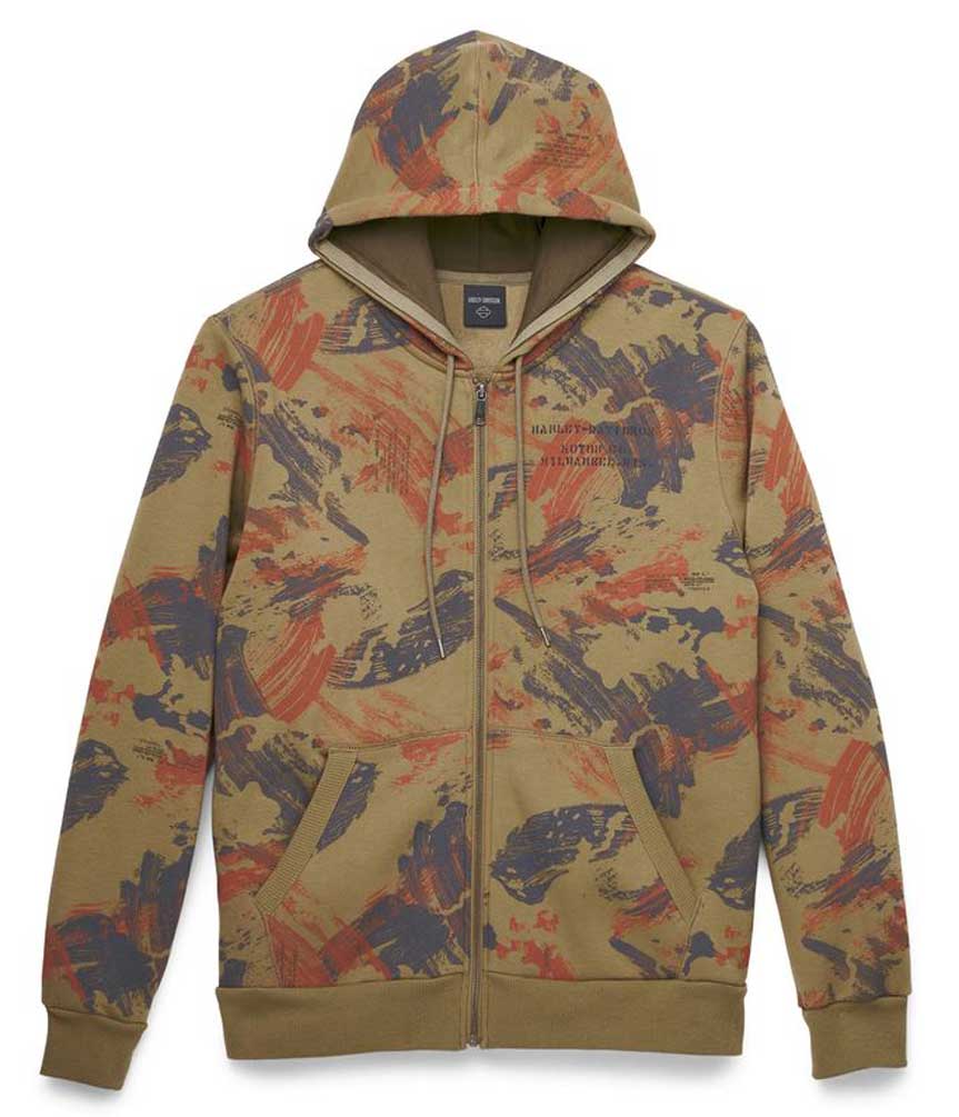 Harley-Davidson® Men's Oil Camo Print Full Zip-Up Hoodie