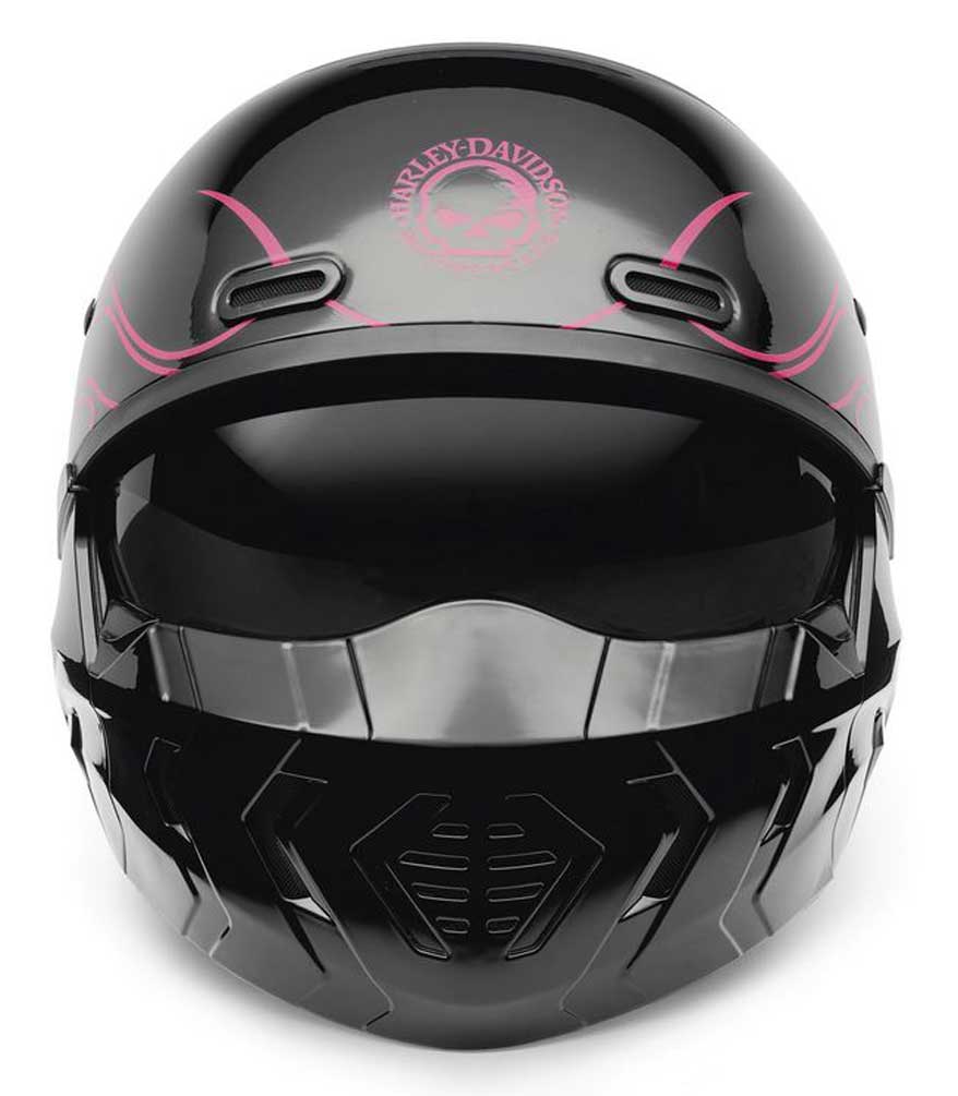 Harley-Davidson Women's Willie G Pink Flames Modular Helmet, Black 97134-22VX - Wisconsin Harley-Davidson