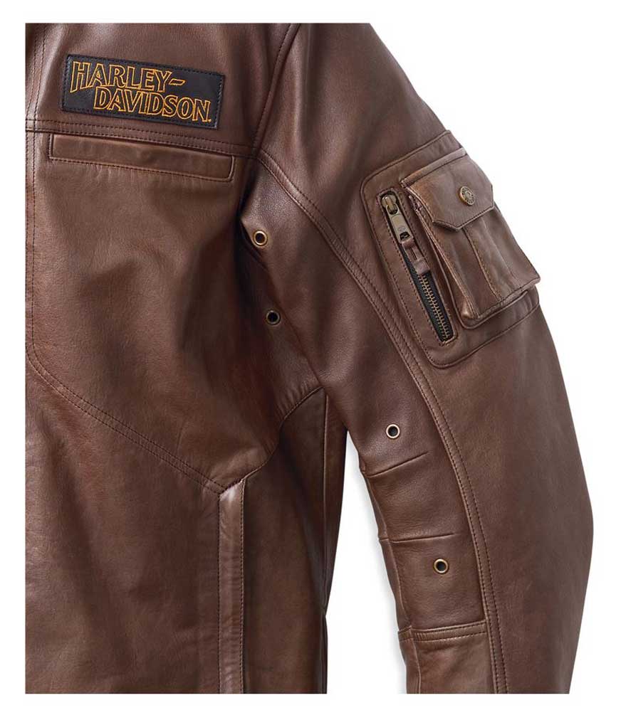 ジャケット・アウター OHOTORO Harley Leather Jacket brown Men's Auroral II 3-in-1 Leather Jacket - Leather & Chrome
