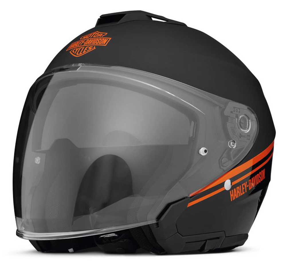 Harley-Davidson Maywood II Sun Shield H33 Stripe 3/4 Helmet - Black 98158-22VX - Wisconsin Harley-Davidson