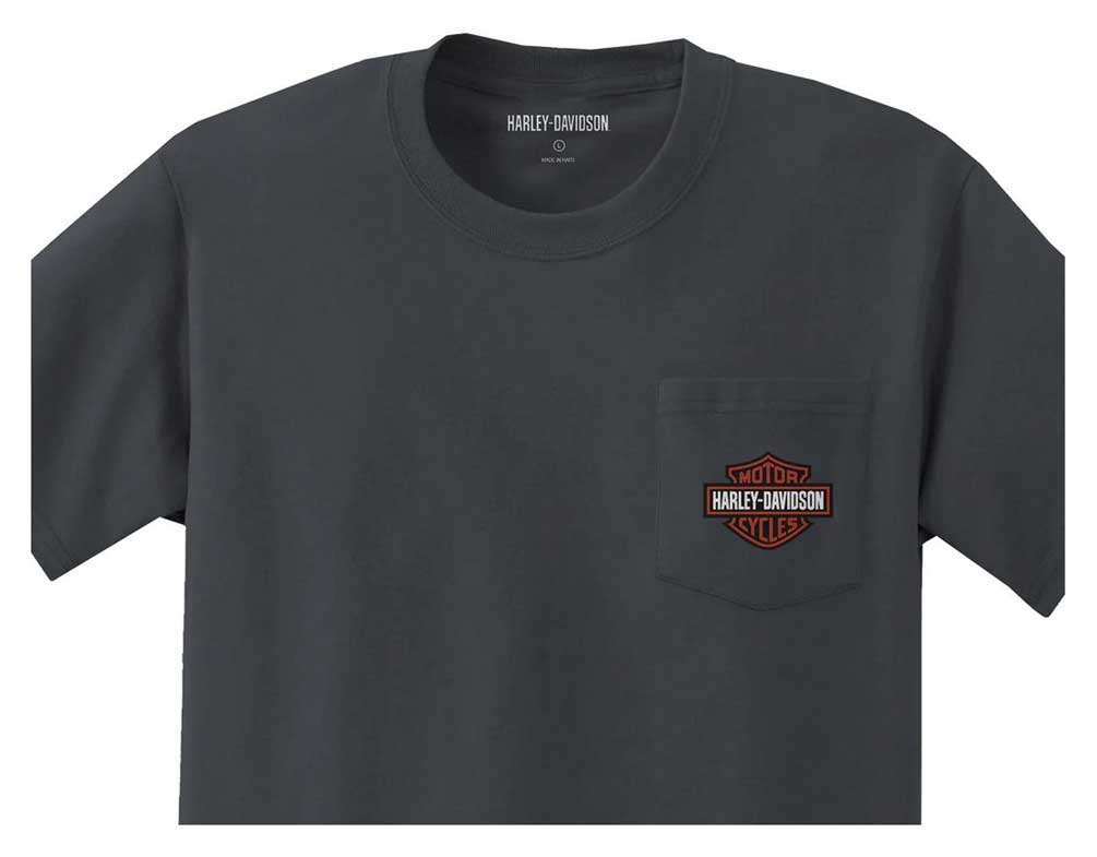 Harley-Davidson Free Shipping - Harley-Davidson Men's B&S Logo Short Sleeve Pocket Tee- Charcoal Gray 99059-22VM - Free Shipping on many products plus Orders Over $99