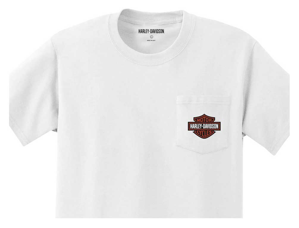 Harley-Davidson Free Shipping - Harley-Davidson Men's B&S Logo Short Sleeve Pocket Tee - White 99060-22VM - Free Shipping on many products plus Orders Over $99