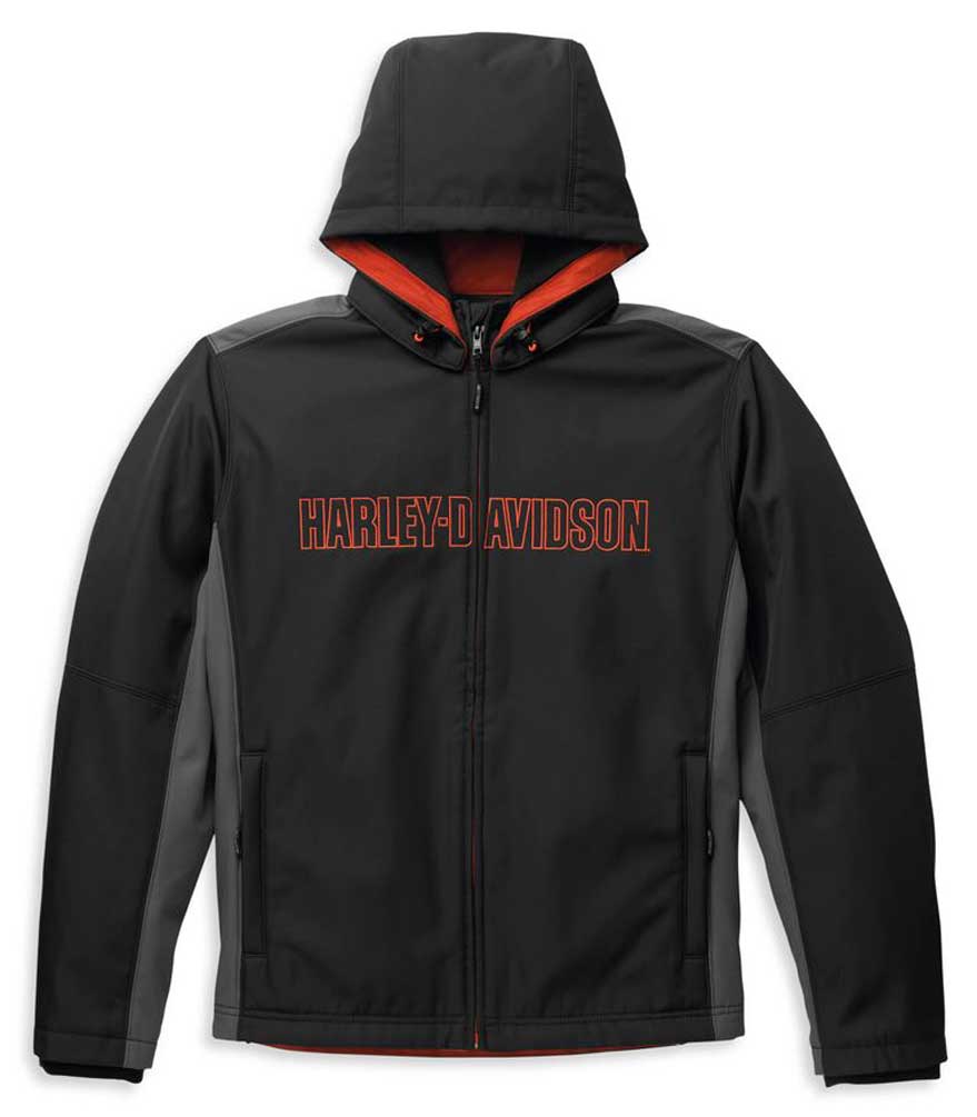Harley-Davidson Men's Bar & Shield Hooded Softshell Jacket, Black 98403-22VM - Wisconsin Harley-Davidson