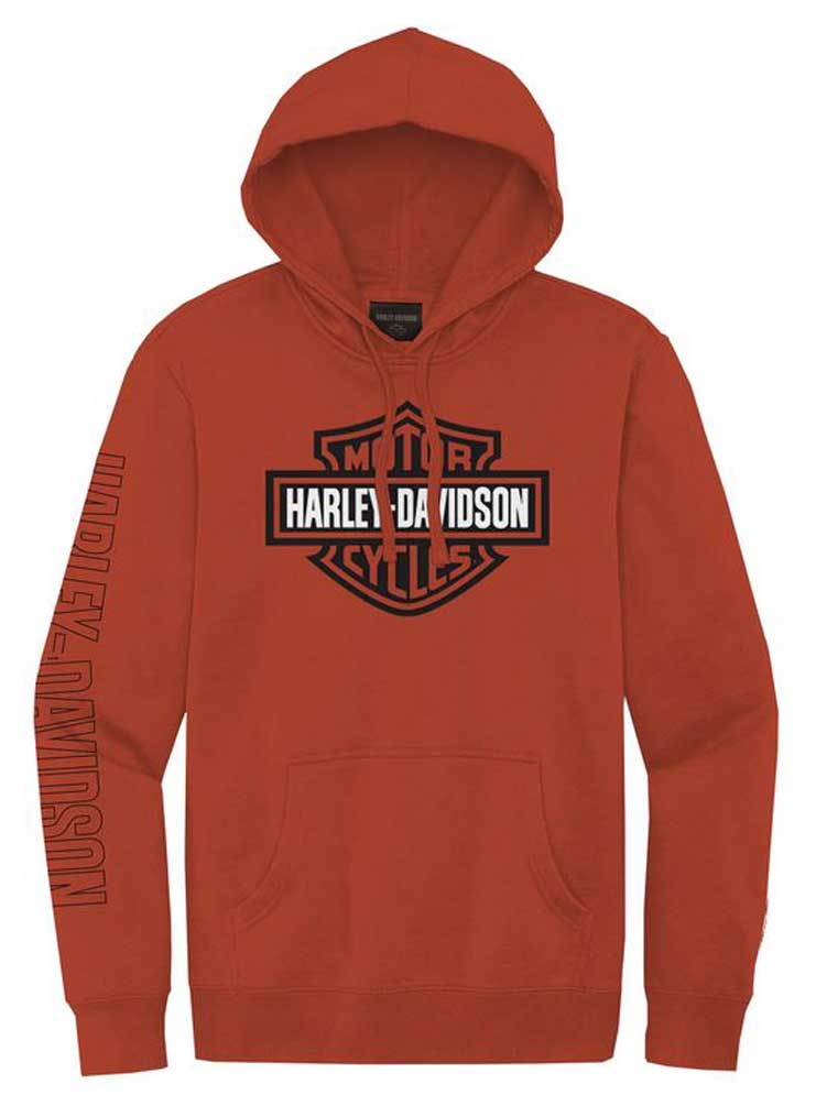Harley-Davidson Men's Hallmark B&S Pullover Hoodie, Vintage Orange 99042-22VM - Wisconsin Harley-Davidson