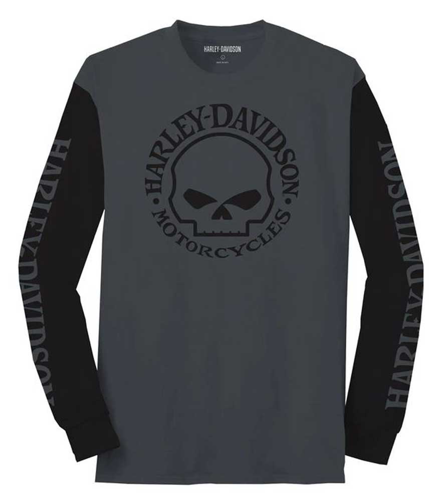 Harley-Davidson Men's Willie G Skull Colorblock Long Sleeve Tee 99066-22VM - Wisconsin Harley-Davidson