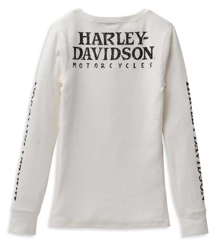リリ　bk Harley-Davidson® Women's Skull Snap Front Long Sleeve Henley