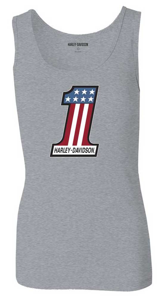 Harley-Davidson Women's Ultra Classic #1 Sleeveless Tank Top, Gray 99110-22VW - Wisconsin Harley-Davidson