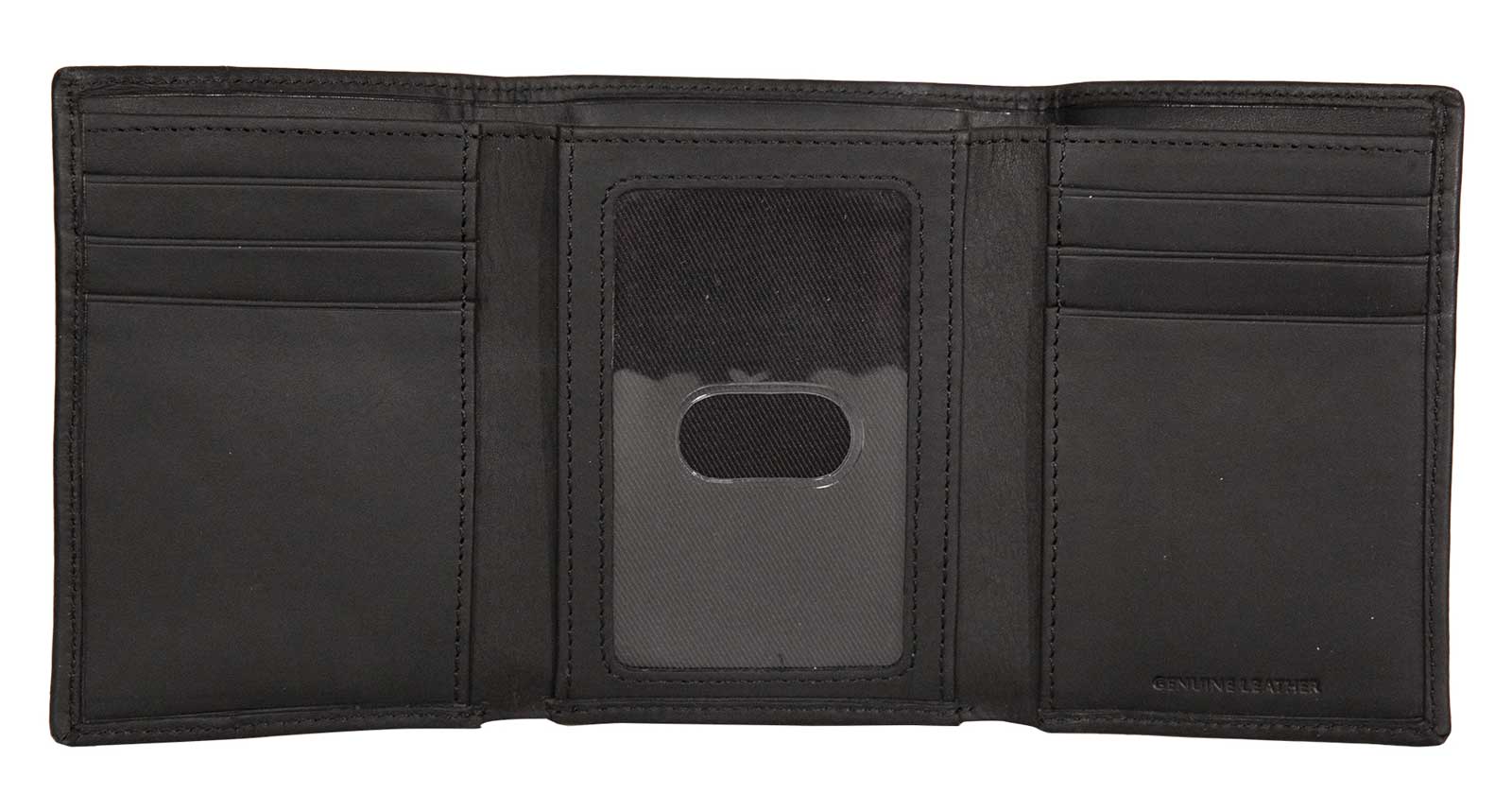 Ford Mustang Vintage Top Grain Black Leathertrifold Wallet 