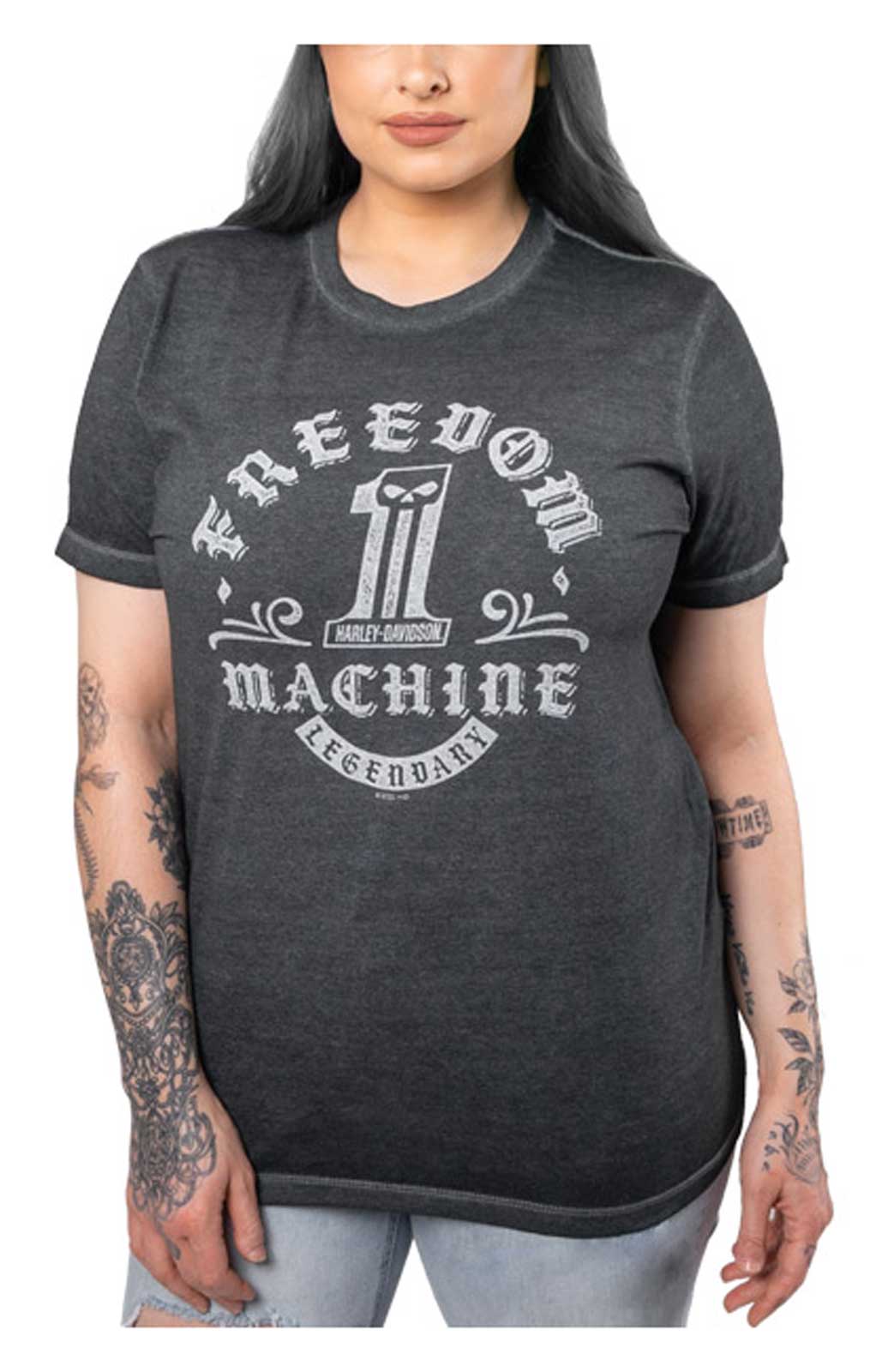 Harley-Davidson Women's Motor Motto Crew-Neck Short Sleeve Relaxed Tee - Black - Wisconsin Harley-Davidson