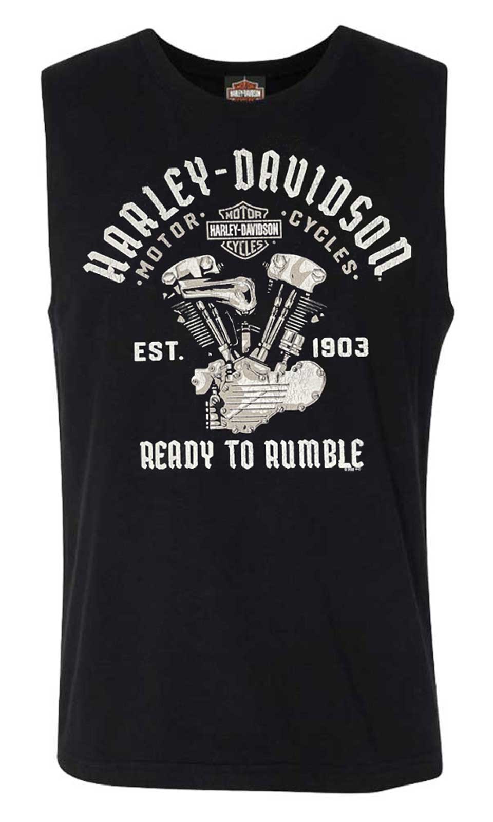 Harley-Davidson Men's Tenacious Crew-Neck Sleeveless Cotton Muscle Shirt, Black - Wisconsin Harley-Davidson