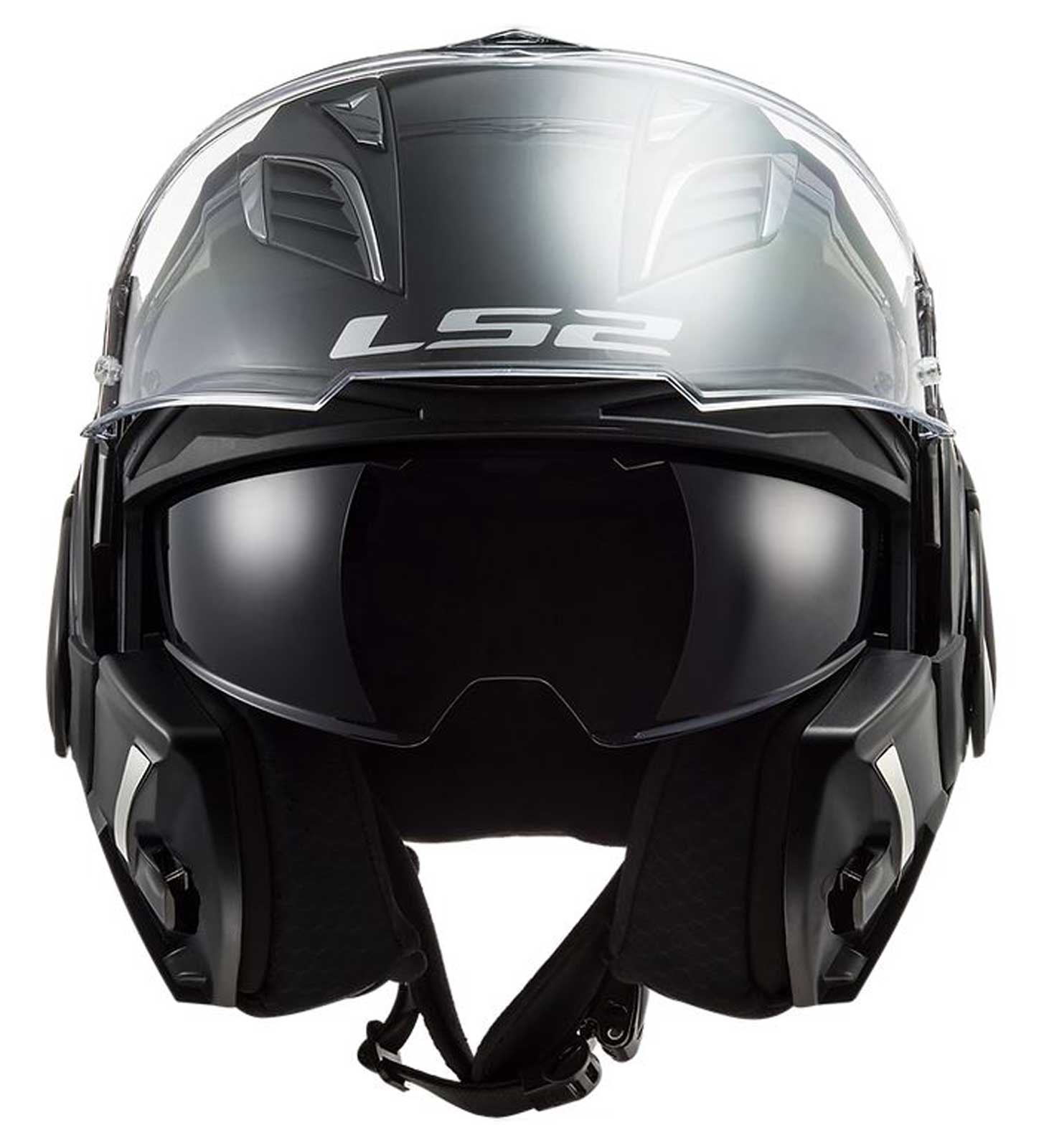 LS2 Helmets Blackout Valiant II Modular Motorcycle Helmet - Gloss