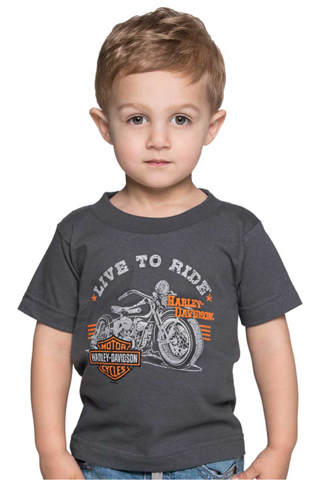 Harley-Davidson Boys Colossal Short Sleeve Cotton Tee, Toddler & Youth, Charcoal - Wisconsin Harley-Davidson