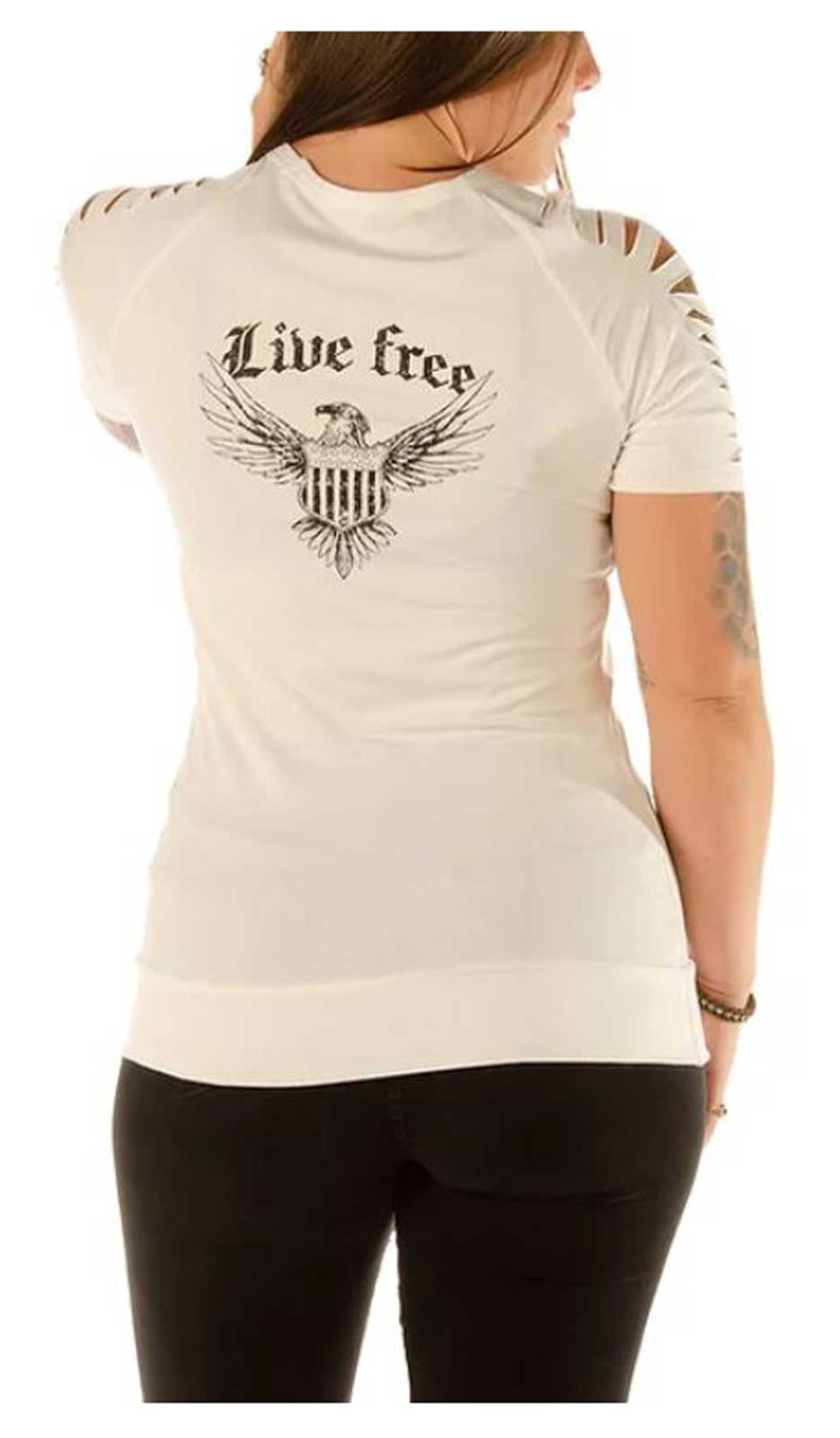 Harley-Davidson Free Shipping - Liberty Wear Women's Free Bird Embellished Patriotic Short Sleeve Tee - White - Free Shipping on many products plus Orders Over $99