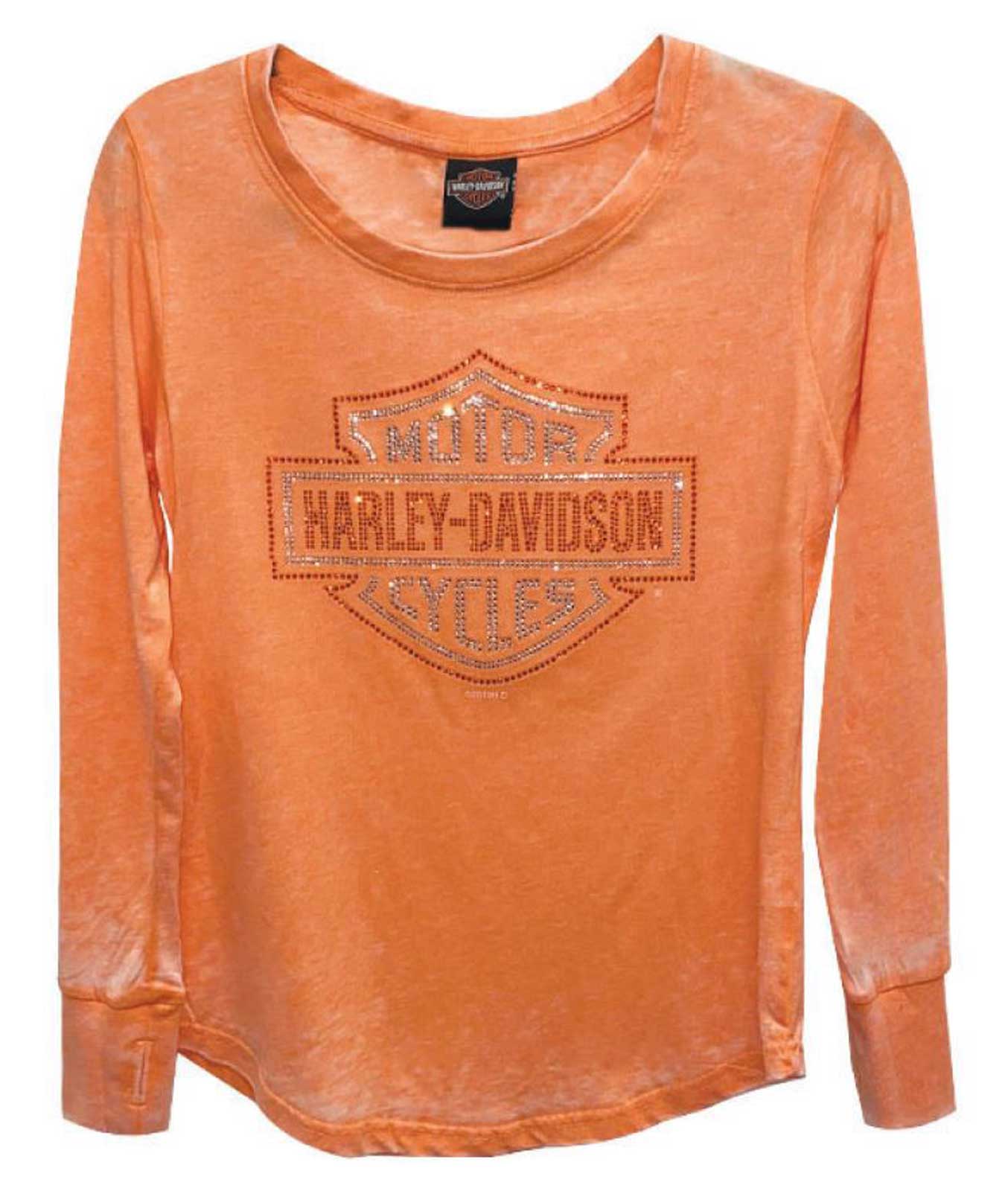 Harley-Davidson Women's Embellished B&S Burnout Long Sleeve Scoop Neck Tee - Wisconsin Harley-Davidson