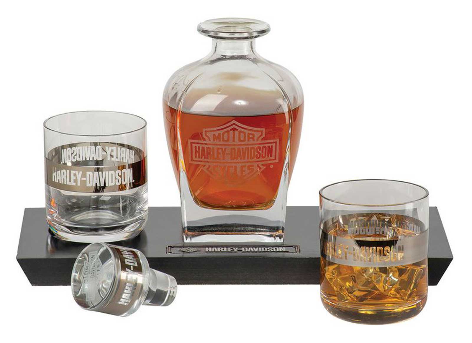 Harley-Davidson Bar & Shield Logo Glass Decanter & Whiskey Glasses Set - 23 oz. - Wisconsin Harley-Davidson