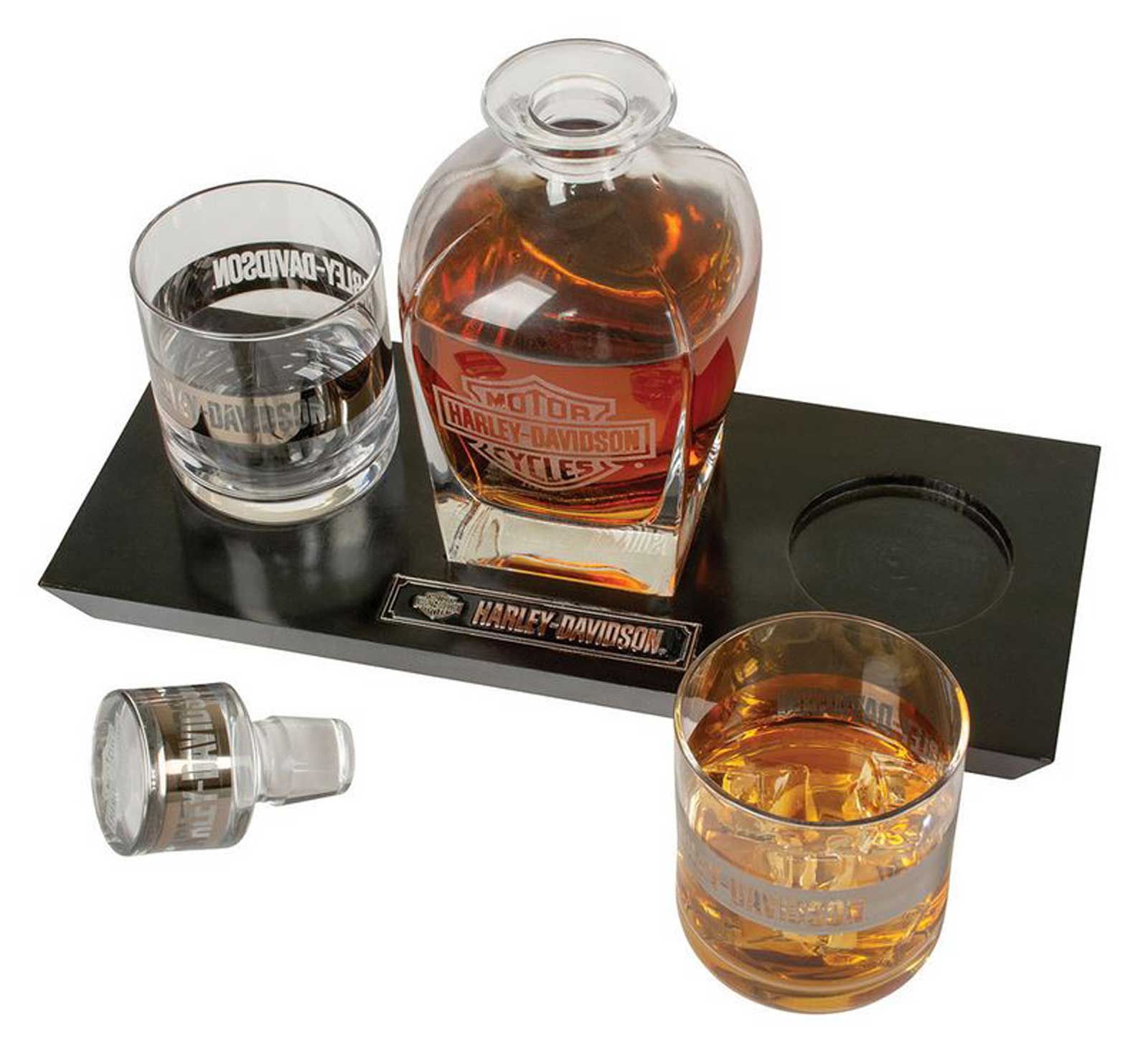 Harley-Davidson Bar & Shield Logo Glass Decanter & Whiskey Glasses Set - 23 oz. - No Hassle Returns at Wisconsin Harley