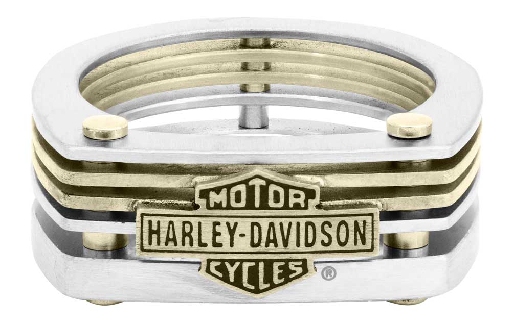 Harley-Davidson Men's Layered Brass & Steel B&S Ring, Stainless Steel HSR0035 - Wisconsin Harley-Davidson