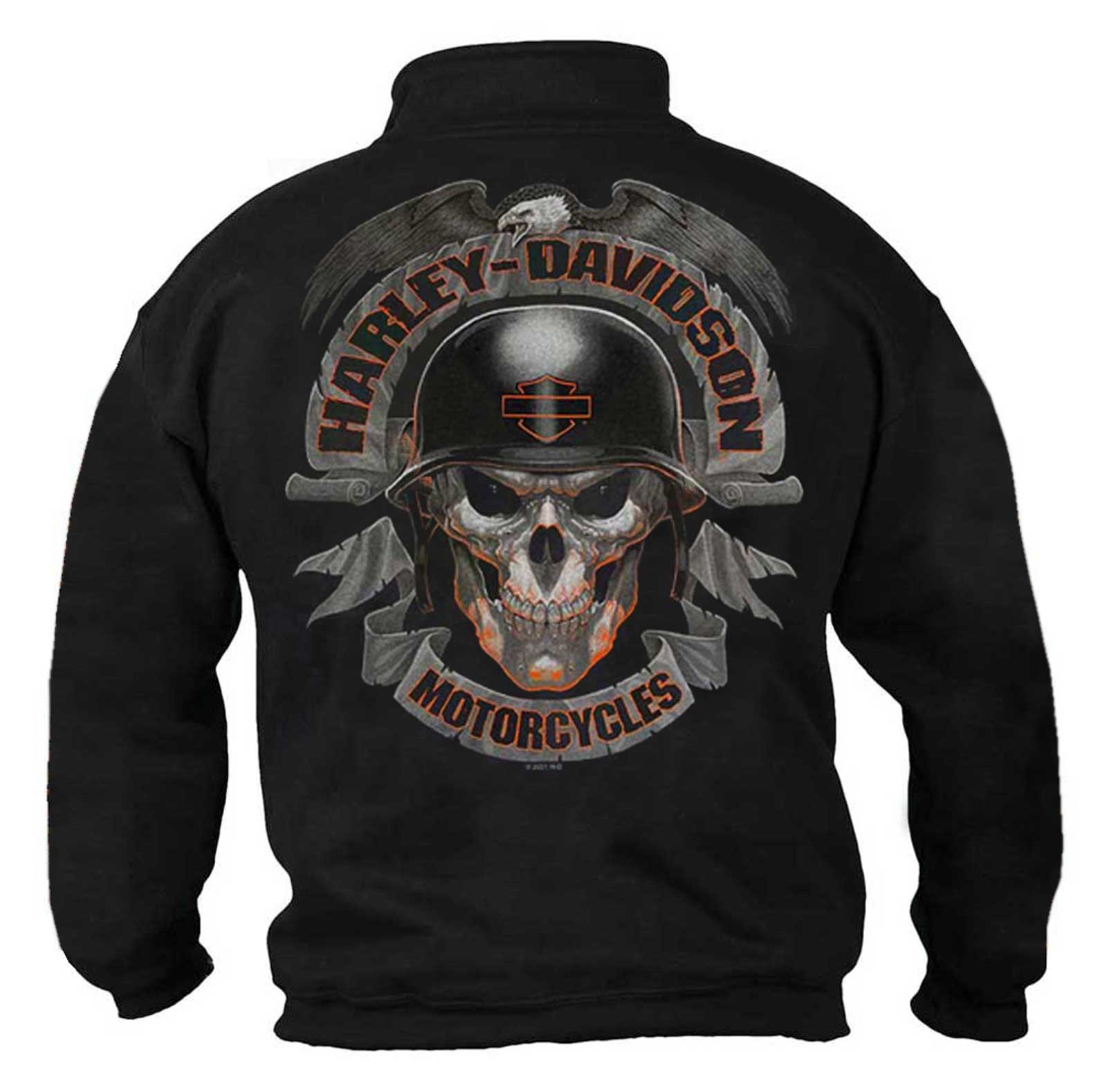 Harley-Davidson® Men's Ghoulish Skull 1/4 Zip Cadet Pullover