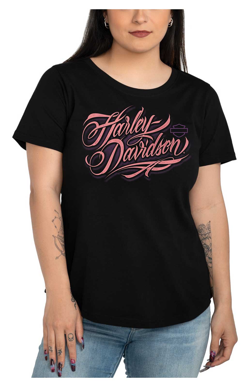 Black and pink harley davidson shirt Clearance