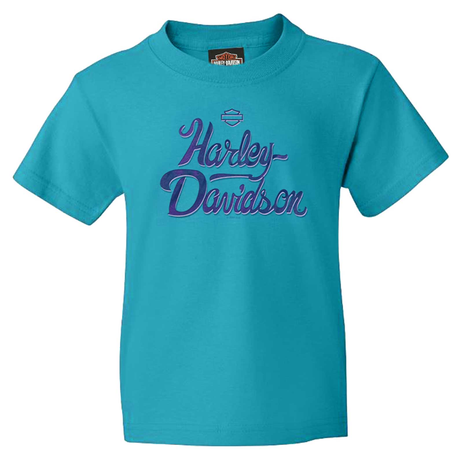 Harley-Davidson Girl's Compose Short Sleeve Tee, Toddler & Youth- Turquoise Blue - Wisconsin Harley-Davidson