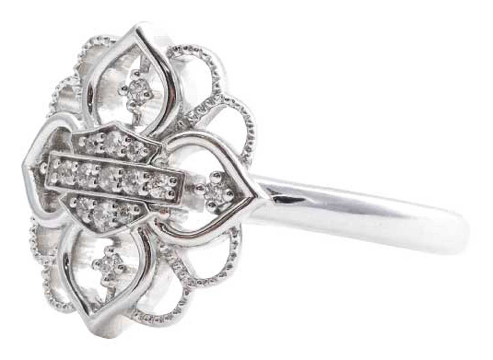 Harley-Davidson Free Shipping - Harley-Davidson Women's B&S Crystal Floral Interlace Ring - Sterling Silver - Free Shipping on many products plus Orders Over $99