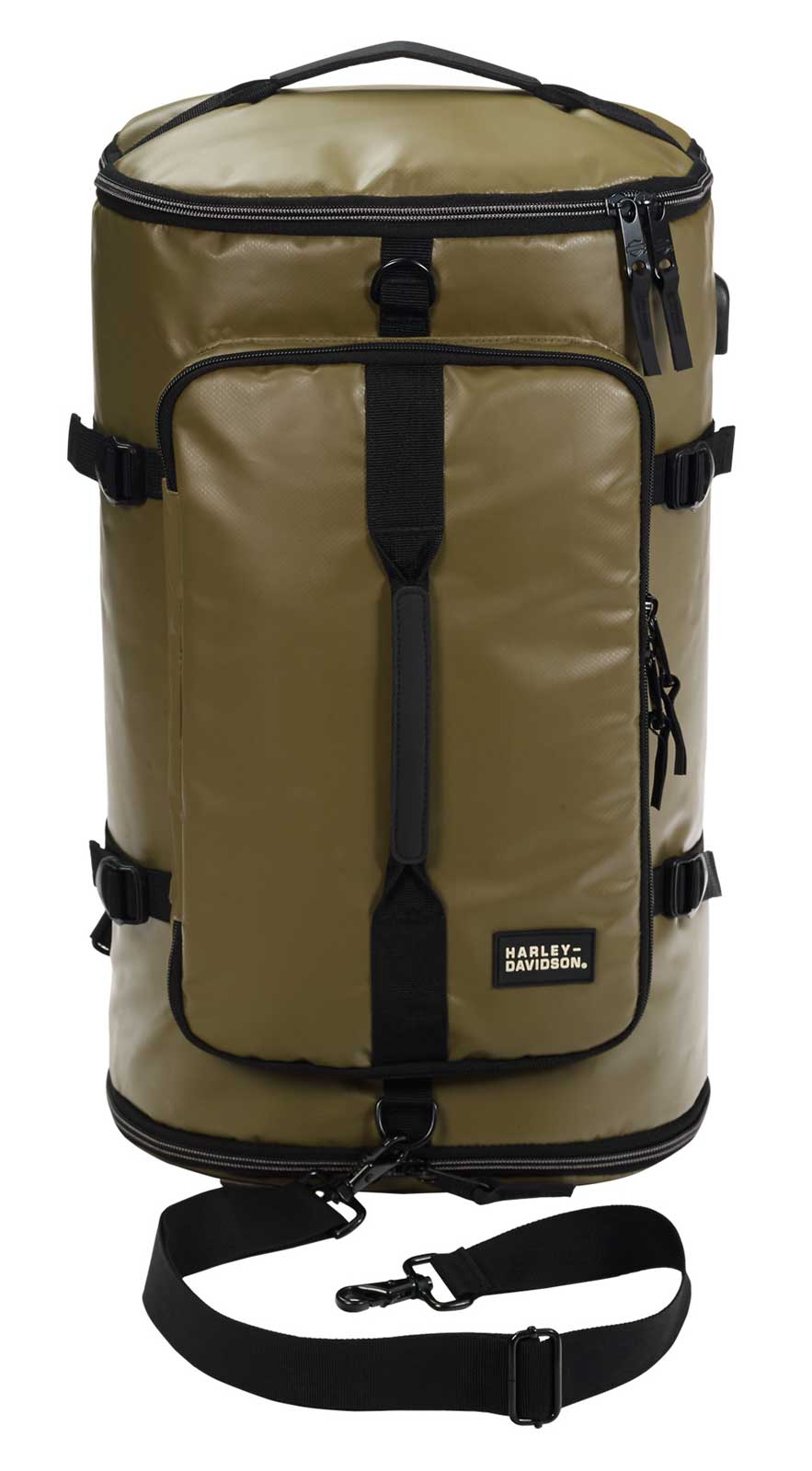 Harley-Davidson Water-Resistant Travel Hybrid Duffel Bag/Backpack - Khaki - Wisconsin Harley-Davidson