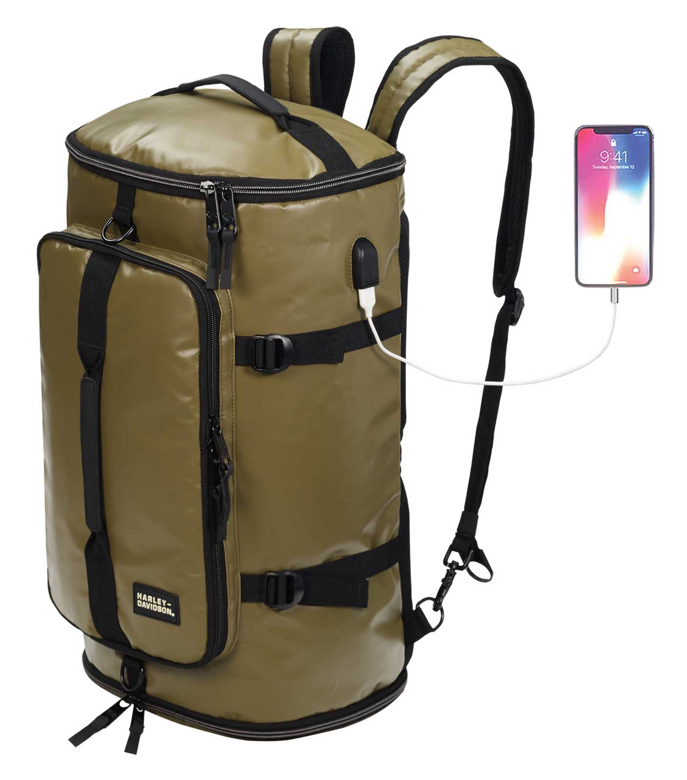 Harley-Davidson® Water-Resistant Travel Hybrid Duffel Bag/Backpack