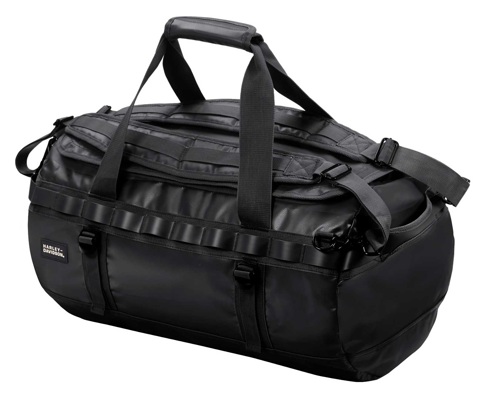 Harley-Davidson Water-Resistant Functional Hybrid Duffel Bag/Backpack - Black - Wisconsin Harley-Davidson