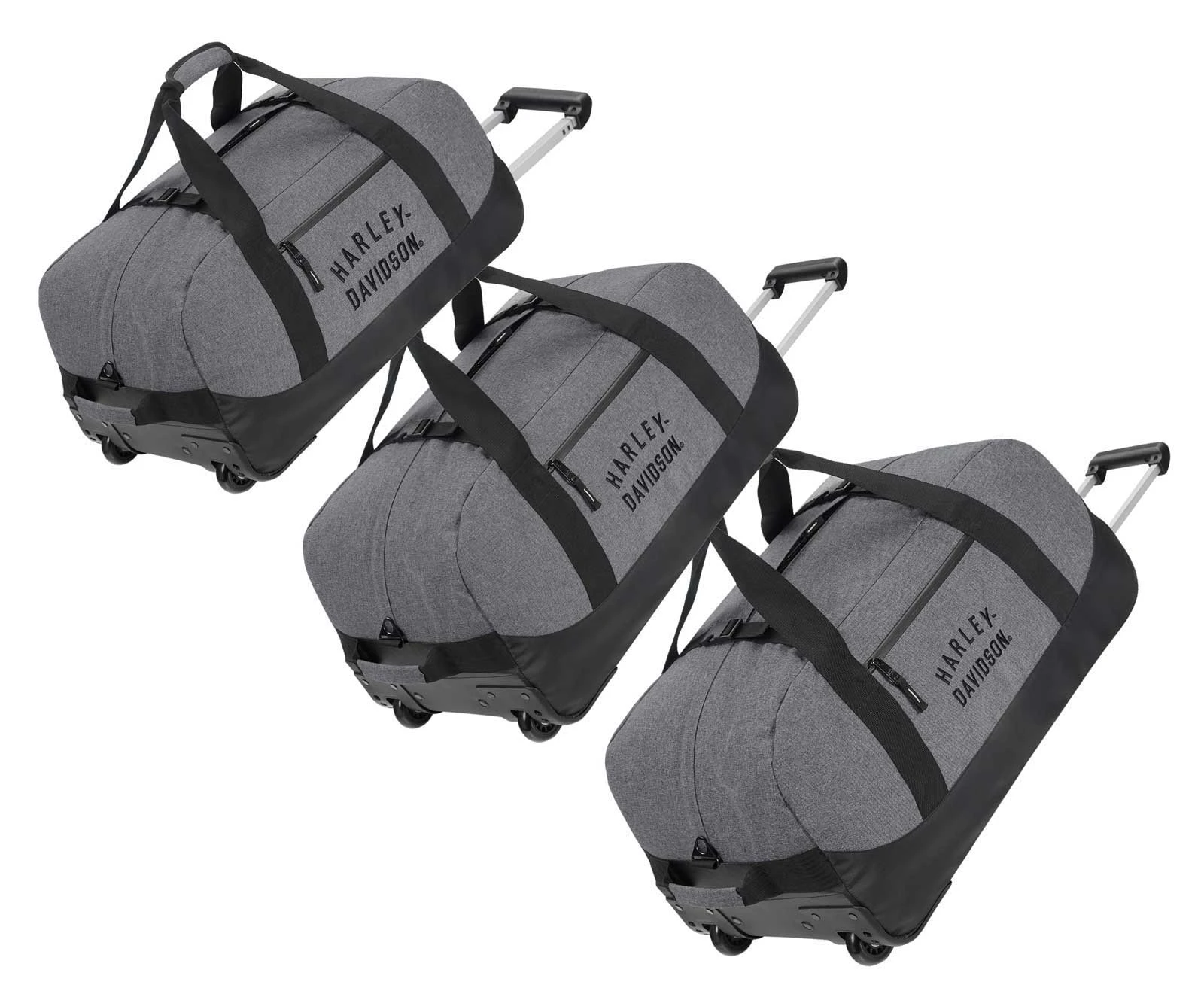 Harley-Davidson Rugged Twill Embroidered Logo Rolling Duffel Bag - Heather Gray - Wisconsin Harley-Davidson