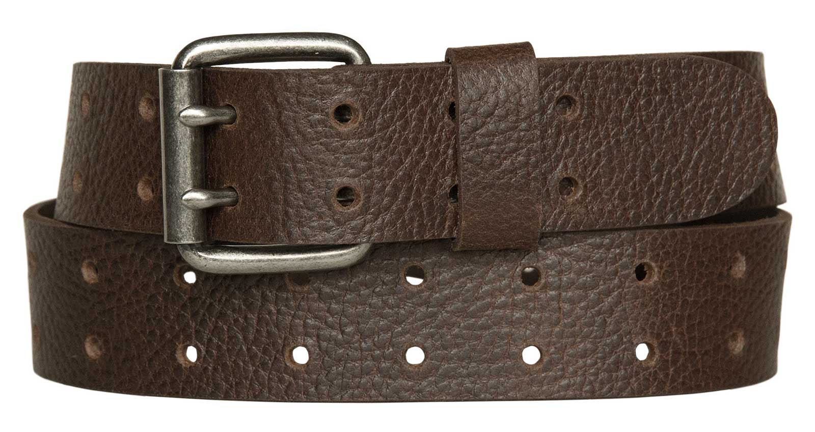 Harley-Davidson Men's Double Prong Adjustable Hole Genuine Leather Belt - Brown - Wisconsin Harley-Davidson