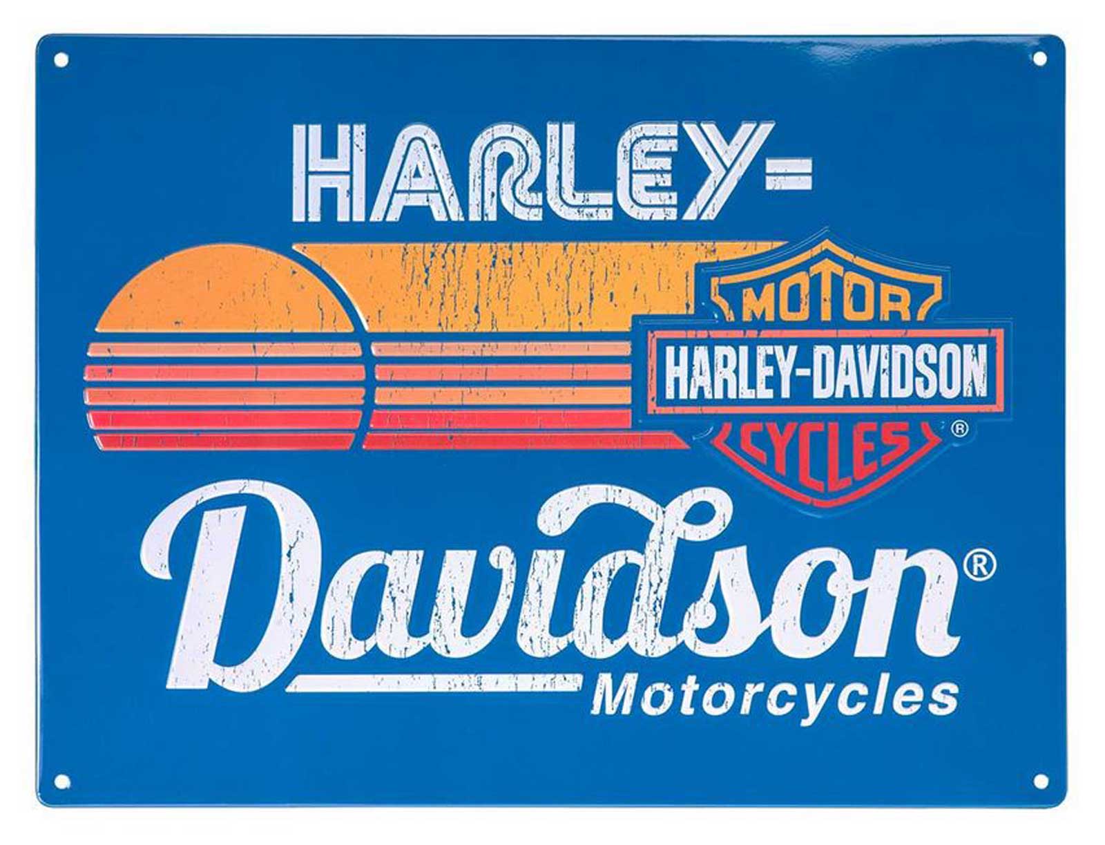 Harley-Davidson 看板 Harley-Davidson® Embossed Tin Sign, Bar & Shield Sunset Logo