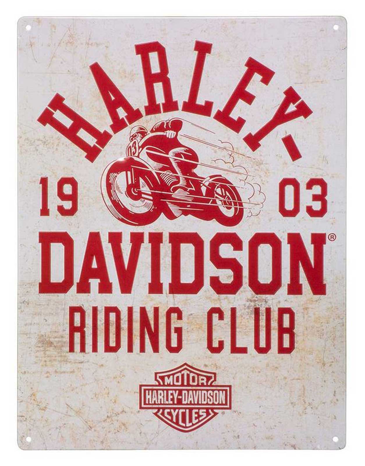 Harley-Davidson Embossed Tin Sign, Riding Club Bar & Shield Logo 12 x 15.75 inch - Wisconsin Harley-Davidson