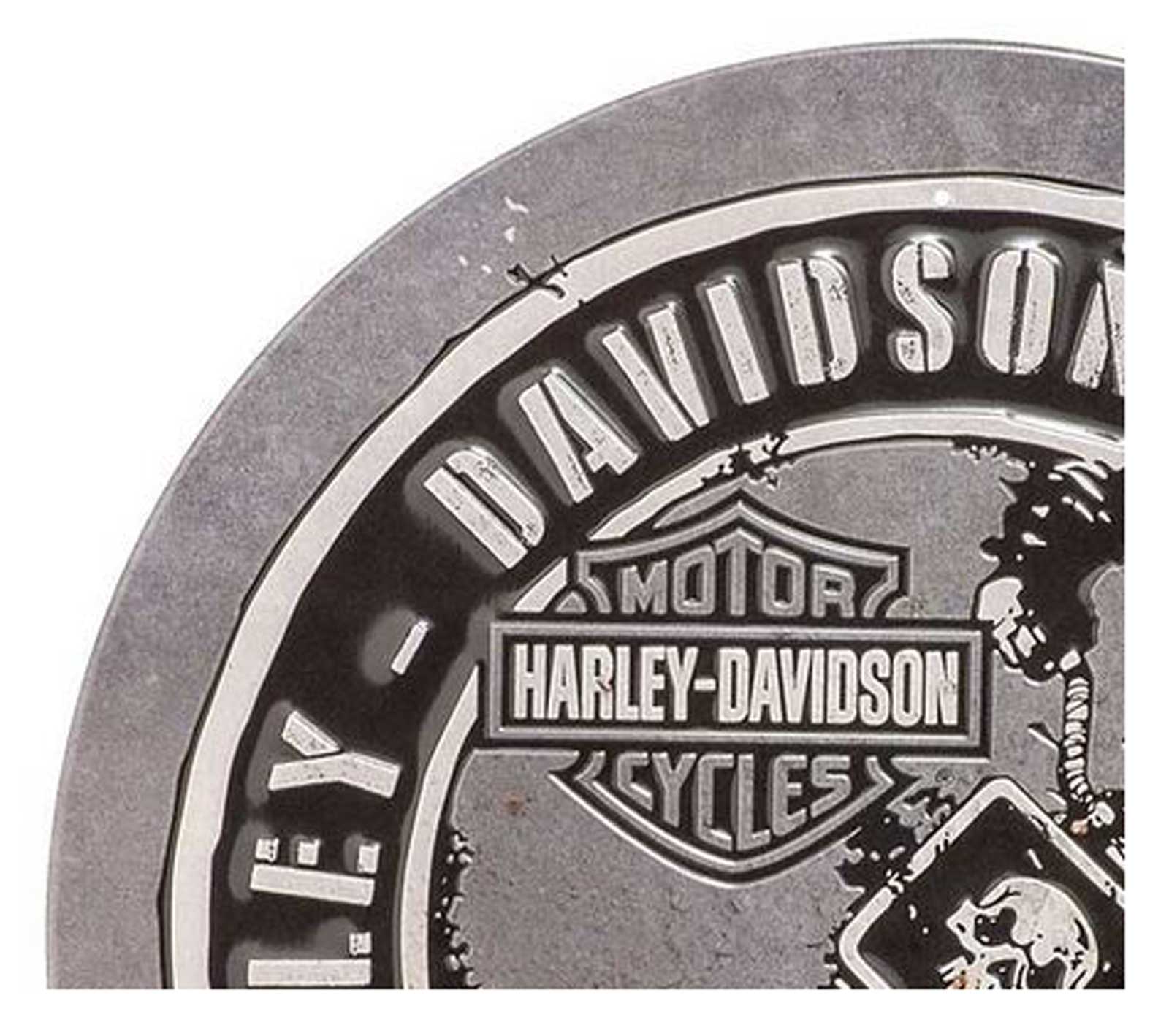 Harley-Davidson® Embossed Round Tin Sign, Dirt Track Racer Logo