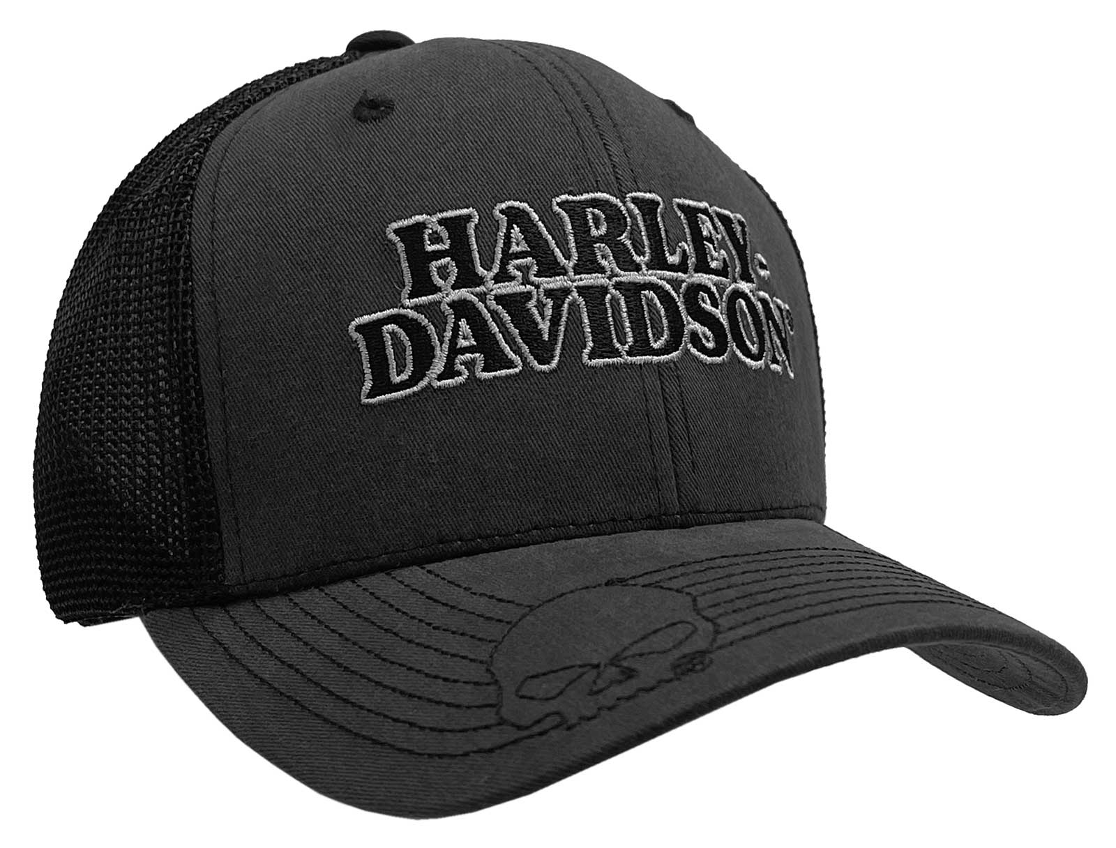 Harley-Davidson Men's Hat Embroidered Skull & H-D Text Mesh Trucker Cap - Wisconsin Harley-Davidson
