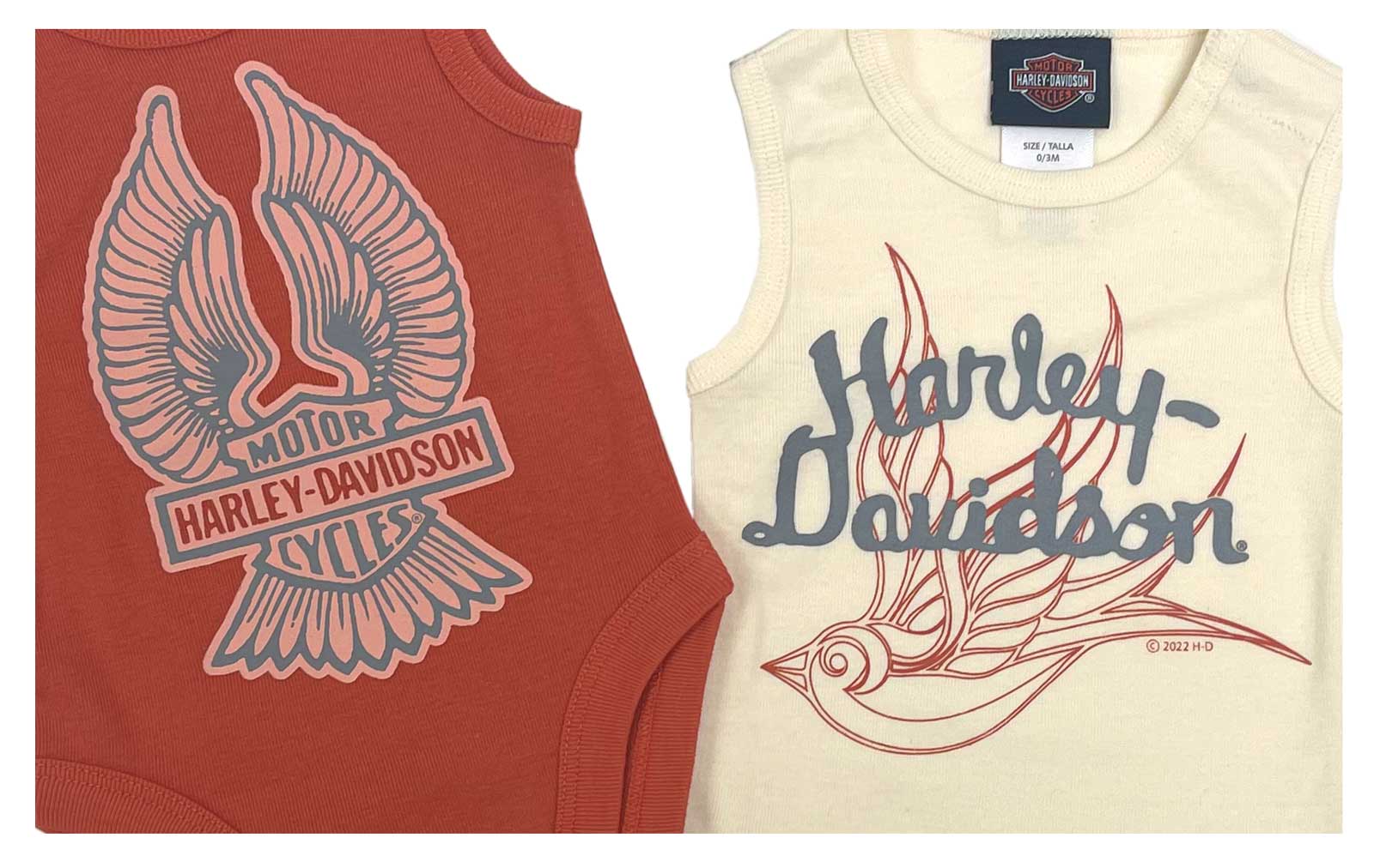 Harley-Davidson Free Shipping - Harley-Davidson Baby Girls' 2-Pack Infant Rib Bodysuit Creeper Set- Orange/Cream - Free Shipping on many products plus Orders Over $99