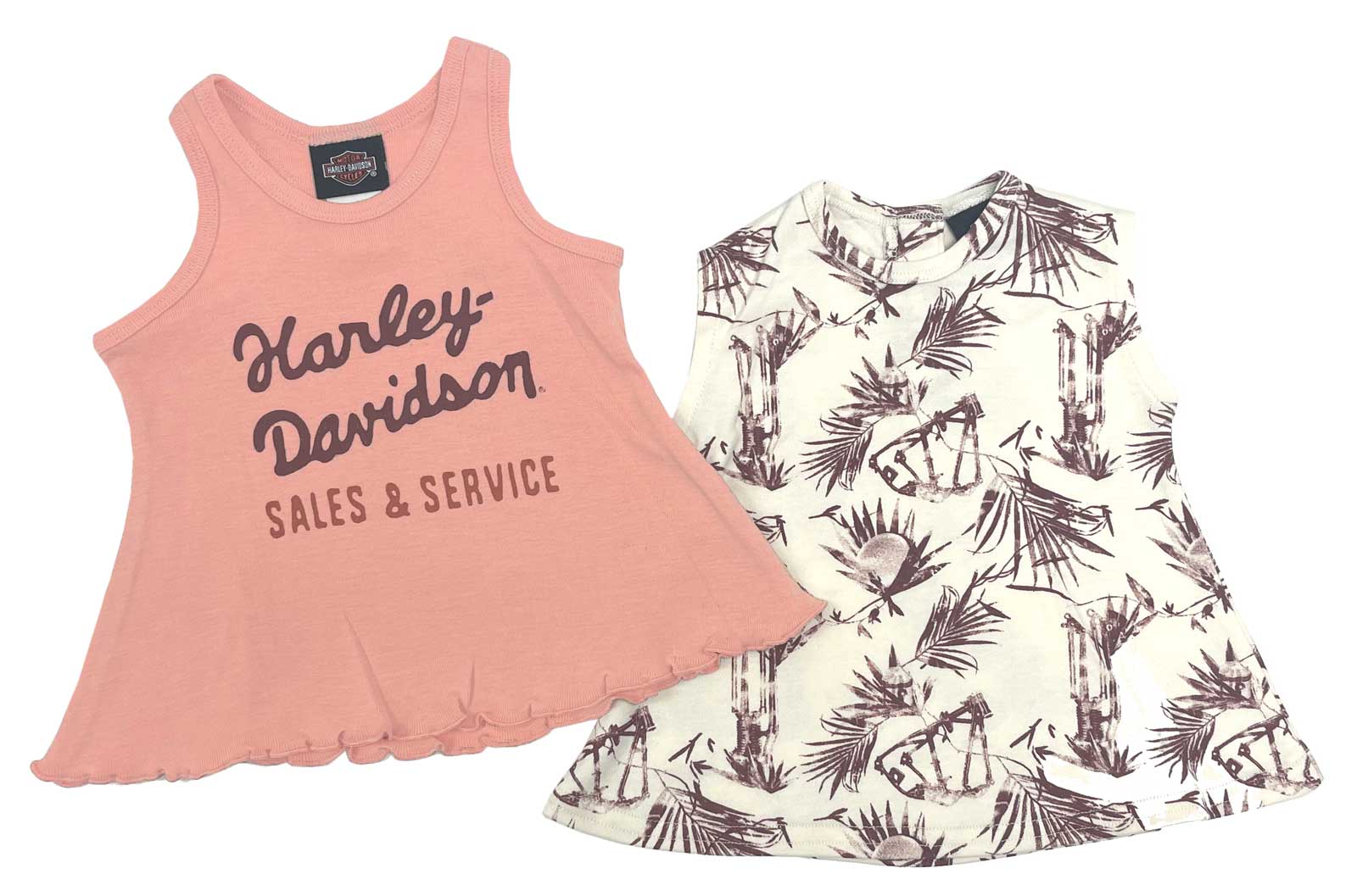 Harley-Davidson Baby Girls' 2-Pack Infant Summer Dresses Set - Pink & Beige - Wisconsin Harley-Davidson