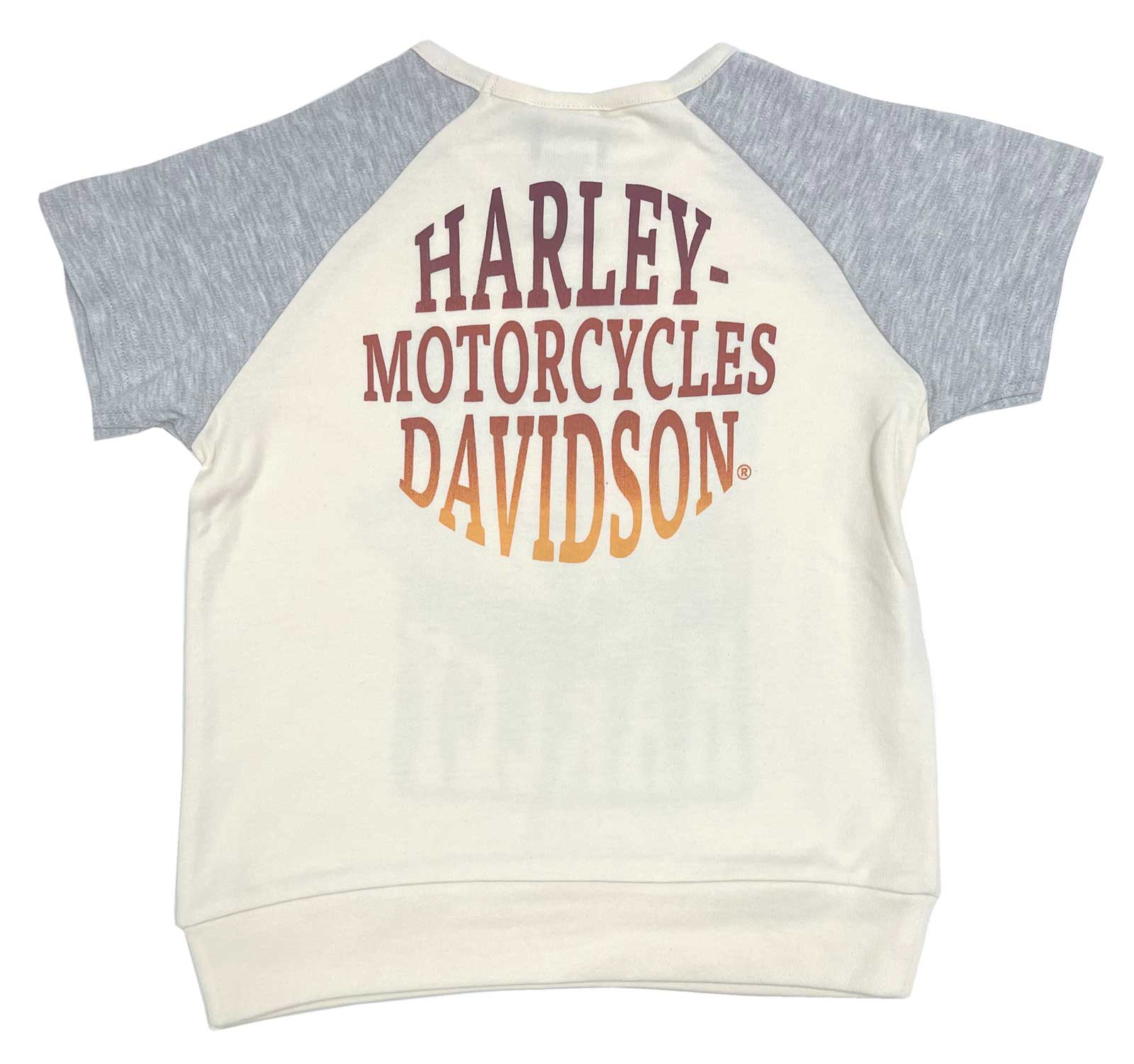 Harley-Davidson Free Shipping - Harley-Davidson Little Girls' Relaxed Fit Short Sleeve Knit Tee - Cream & Gray - Free Shipping on many products plus Orders Over $99