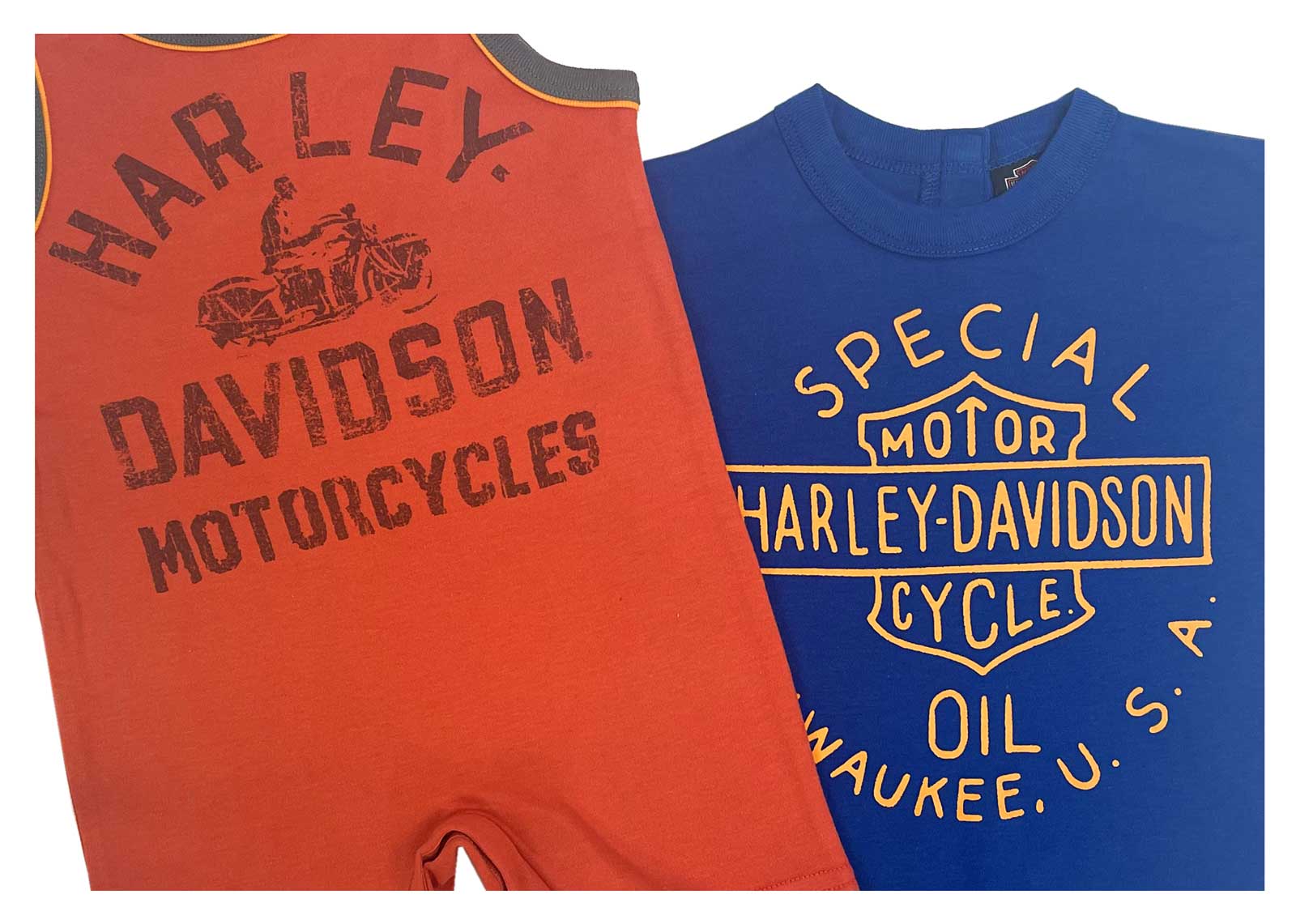 Harley-Davidson Free Shipping - Harley-Davidson Baby Boys' 2-Pack Infant Sleeveless Romper Set - Orange & Blue - Free Shipping on many products plus Orders Over $99