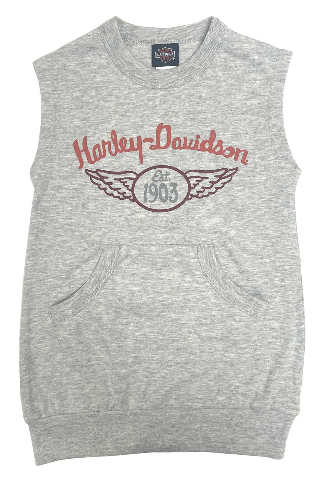 Harley-Davidson Little Girls' Pullover Crew-Neck Sweatshirt Dress - Gray - Wisconsin Harley-Davidson
