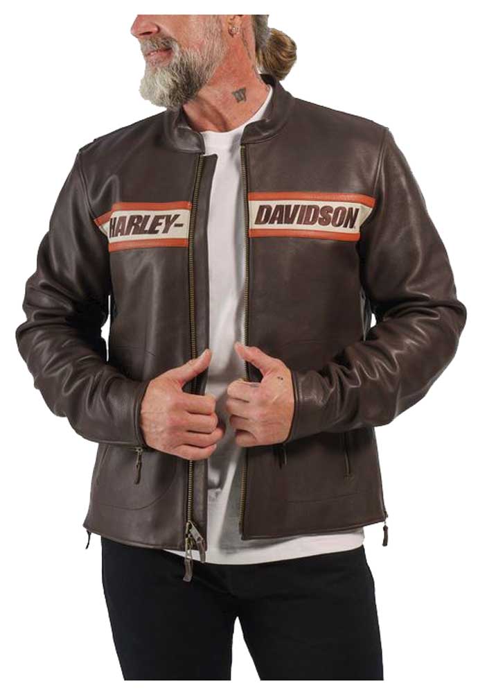 Harley-Davidson Victory Lane Brown Café Racer Leather Jacket