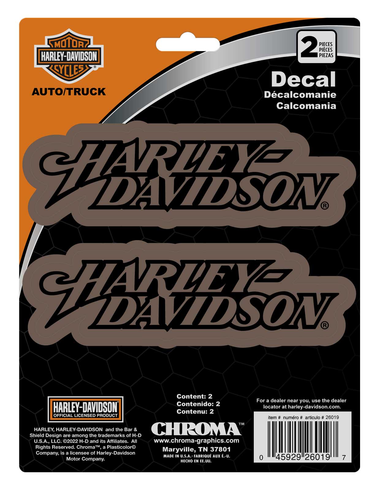 Harley-Davidson Shiny Bronze Iconic Harley Text Decals - Package Size 6 x 8 in. - Wisconsin Harley-Davidson