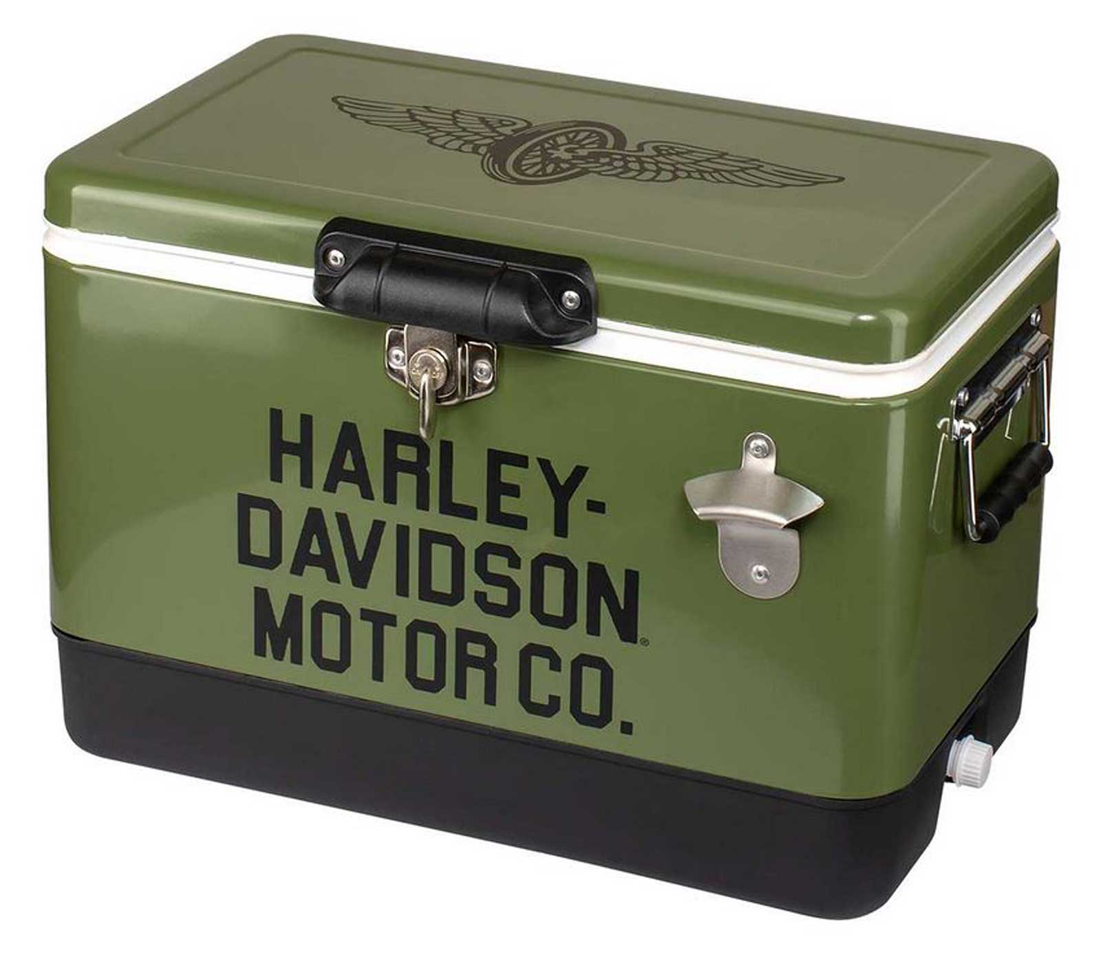 Harley-Davidson 26 Qt. Motor Company Logo Retro Metal Cooler - Army Green - Wisconsin Harley-Davidson