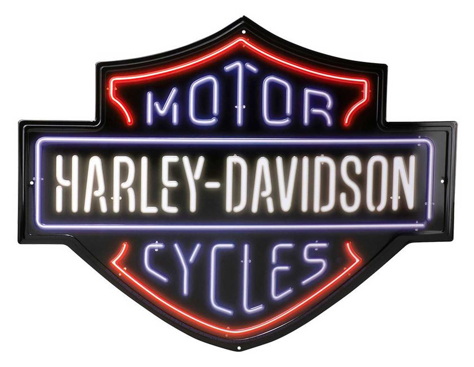 Harley-Davidson® Embossed Tin Sign, Neon Look Bar & Shield Logo