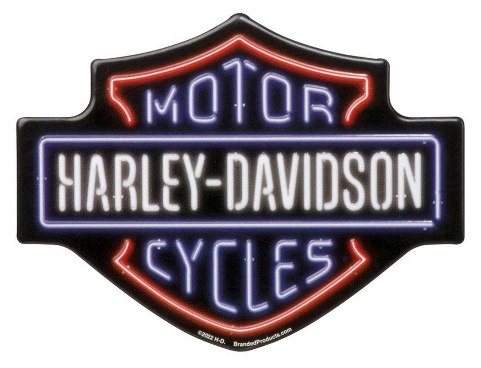 Harley-Davidson Bar & Shield Neon-Look Tin Magnet, 2.75 inches - Wisconsin Harley-Davidson