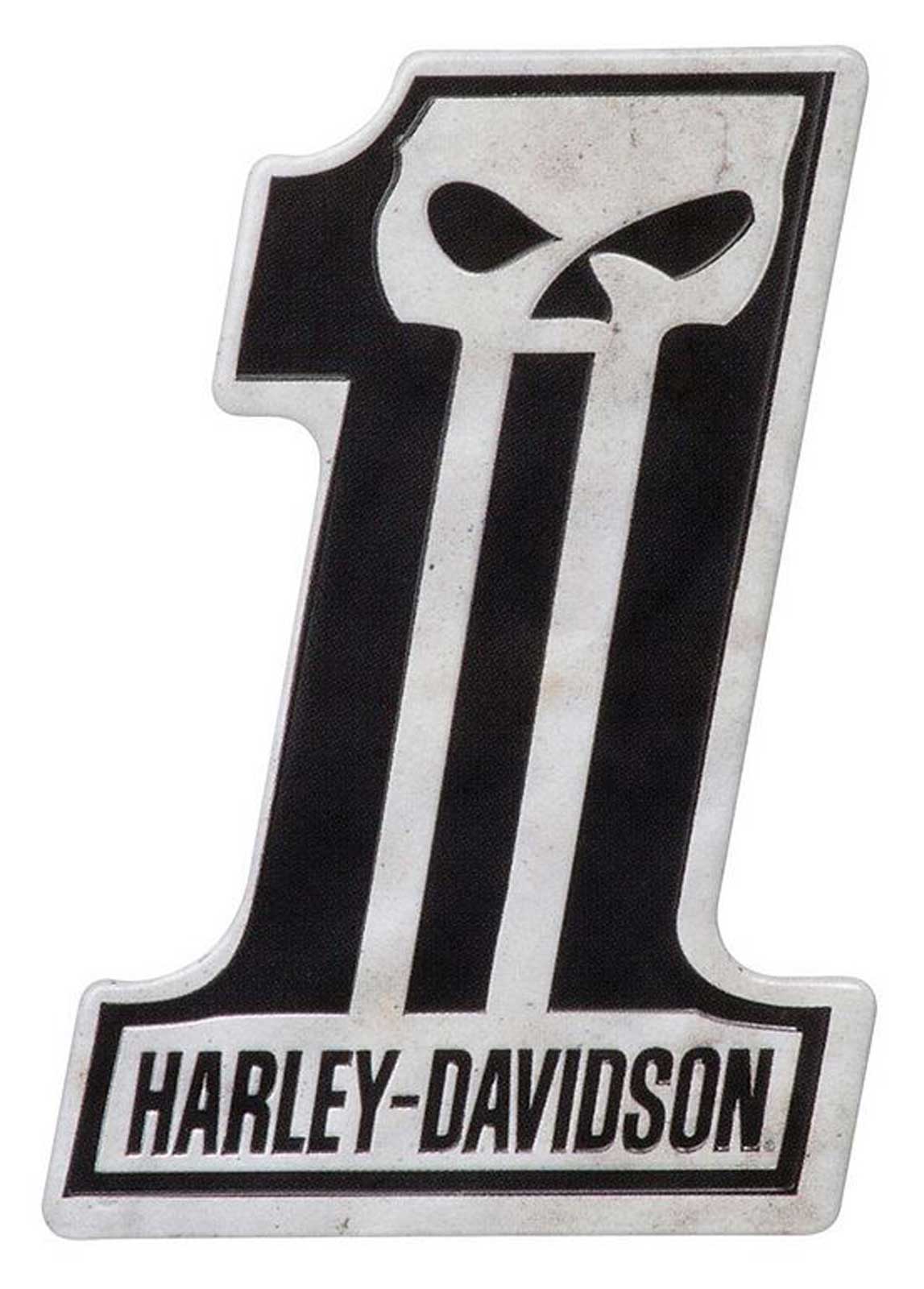 Harley-Davidson Custom Shaped #1 Skull Logo Tin Magnet, 2.2 x 3.2 inches - Wisconsin Harley-Davidson